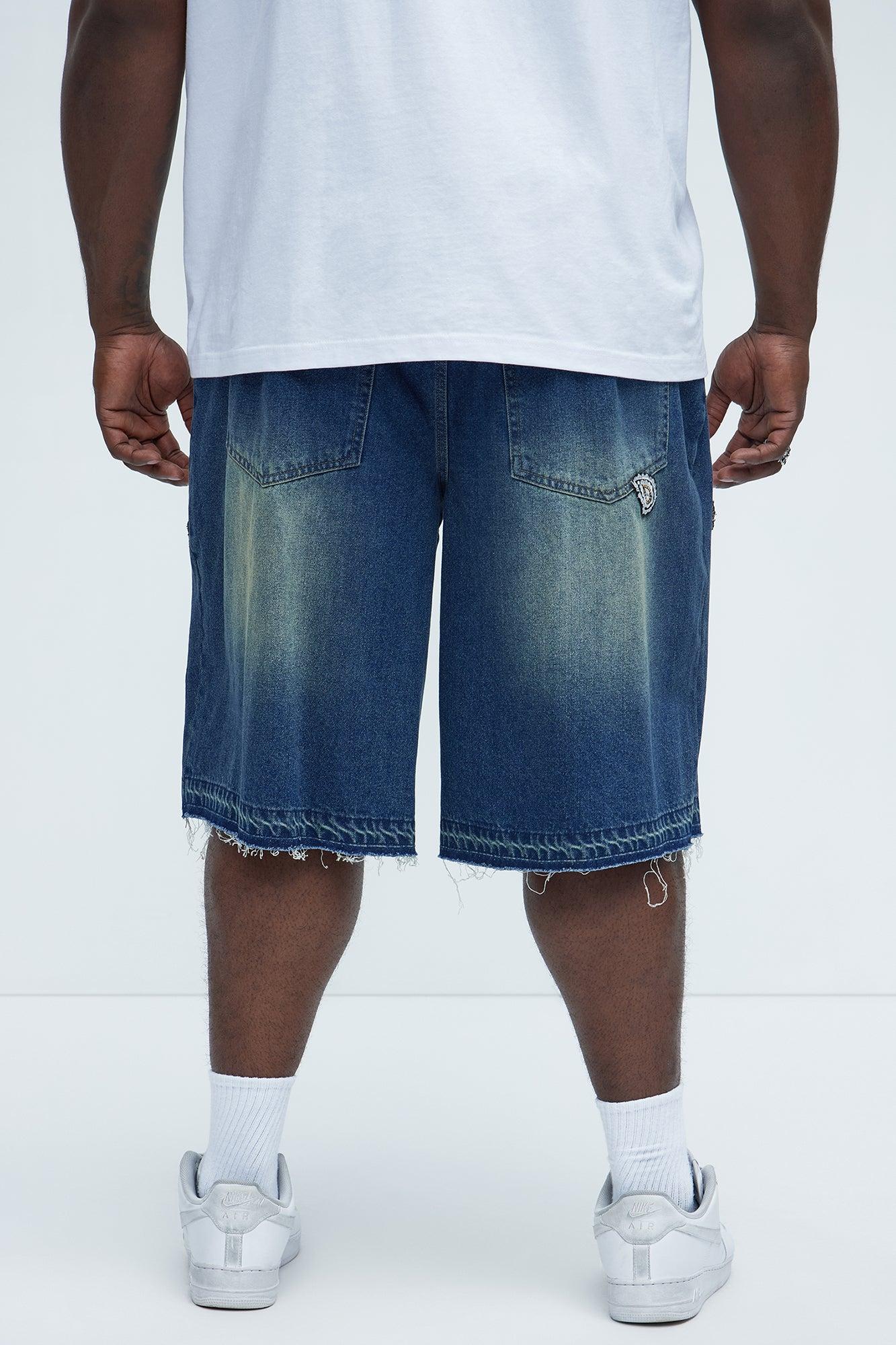 Hilltop Paisley Relaxed Denim Short - Medium Blue Wash Product Image