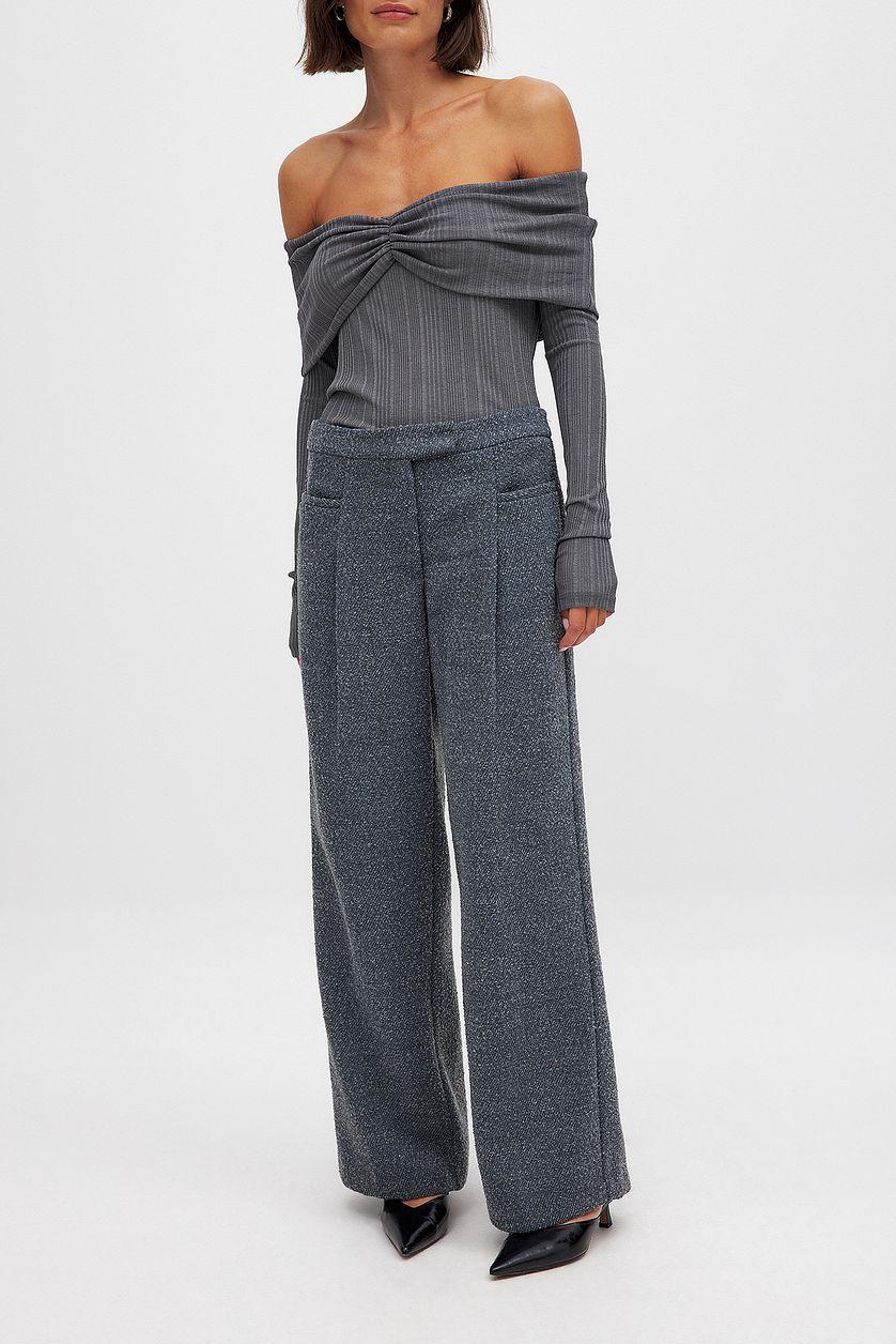 Straight Mid Waist Suit Pants Product Image