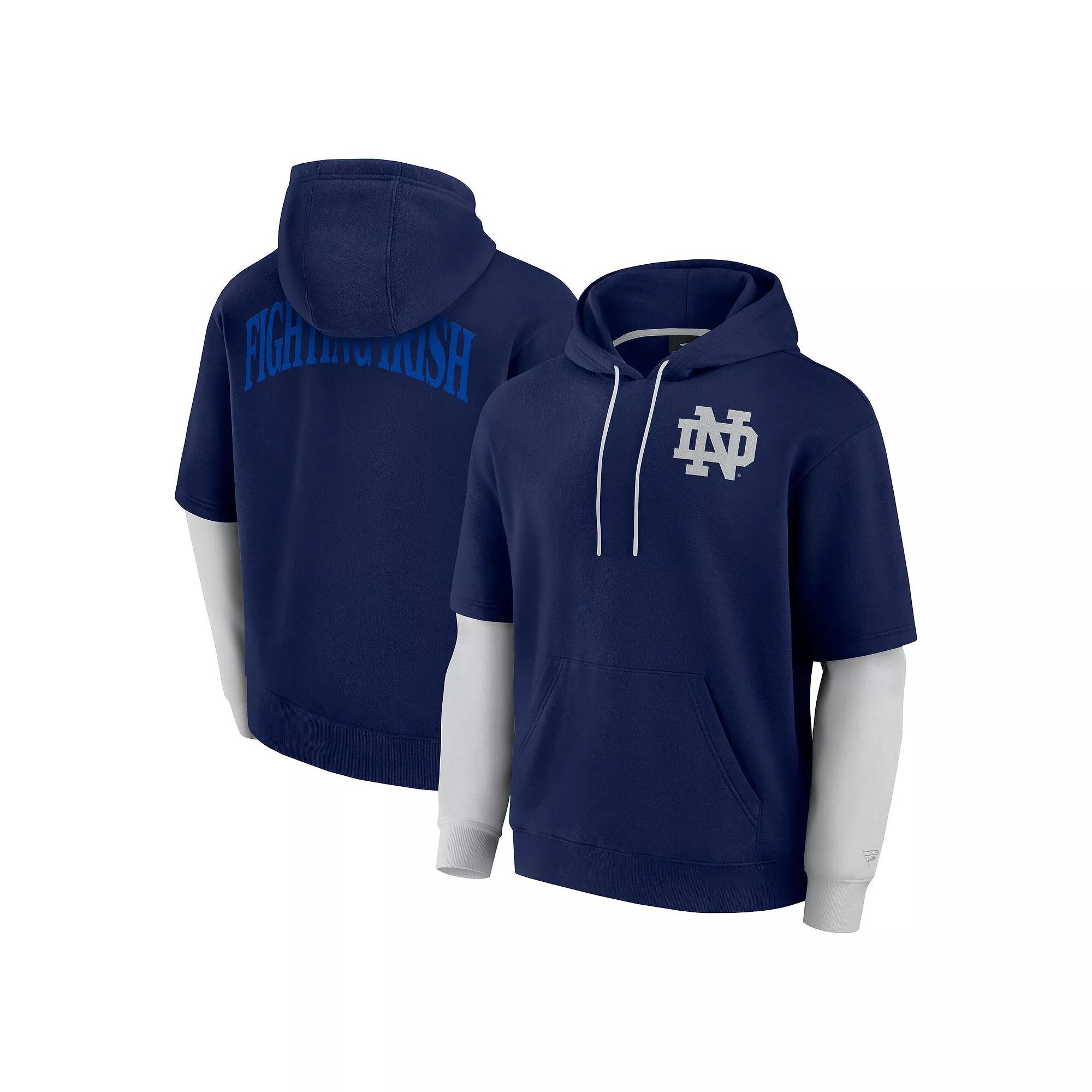 Men's Fanatics Navy Notre Dame Fighting Irish Sleek Pullover Hoodie,  Product Image