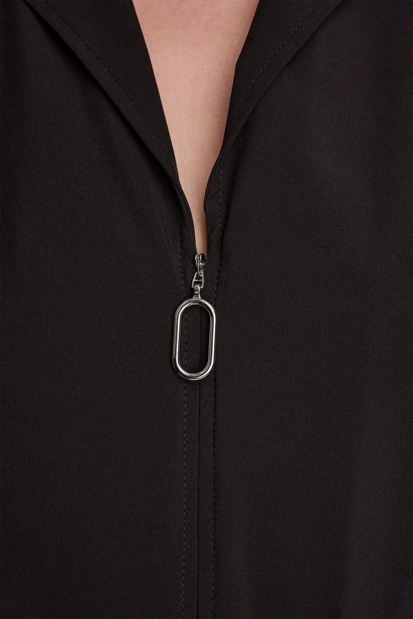 CAP SLEEVE ZIP-FRONT SHIRT DRESS Product Image