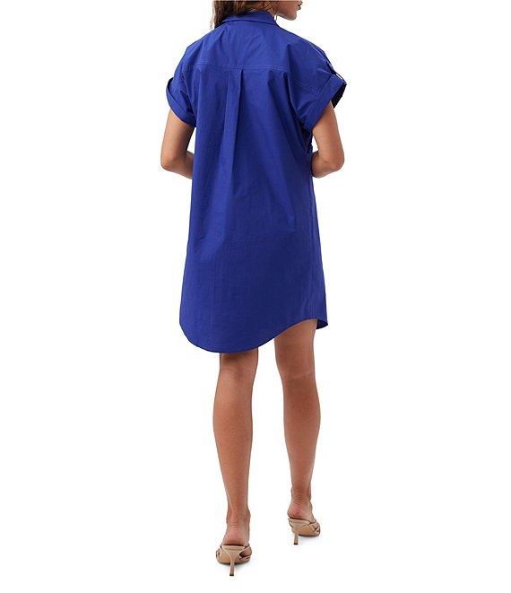 Trina Turk Bonsoir Stretch Poplin Point Collar Short Sleeve Shirt Dress Product Image