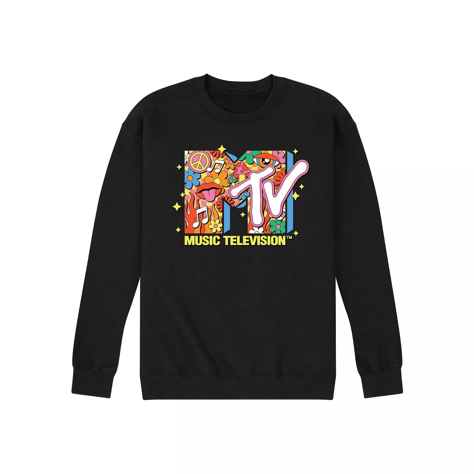 Men's MTV Retro Logo Collage Fleece Sweatshirt,  Product Image