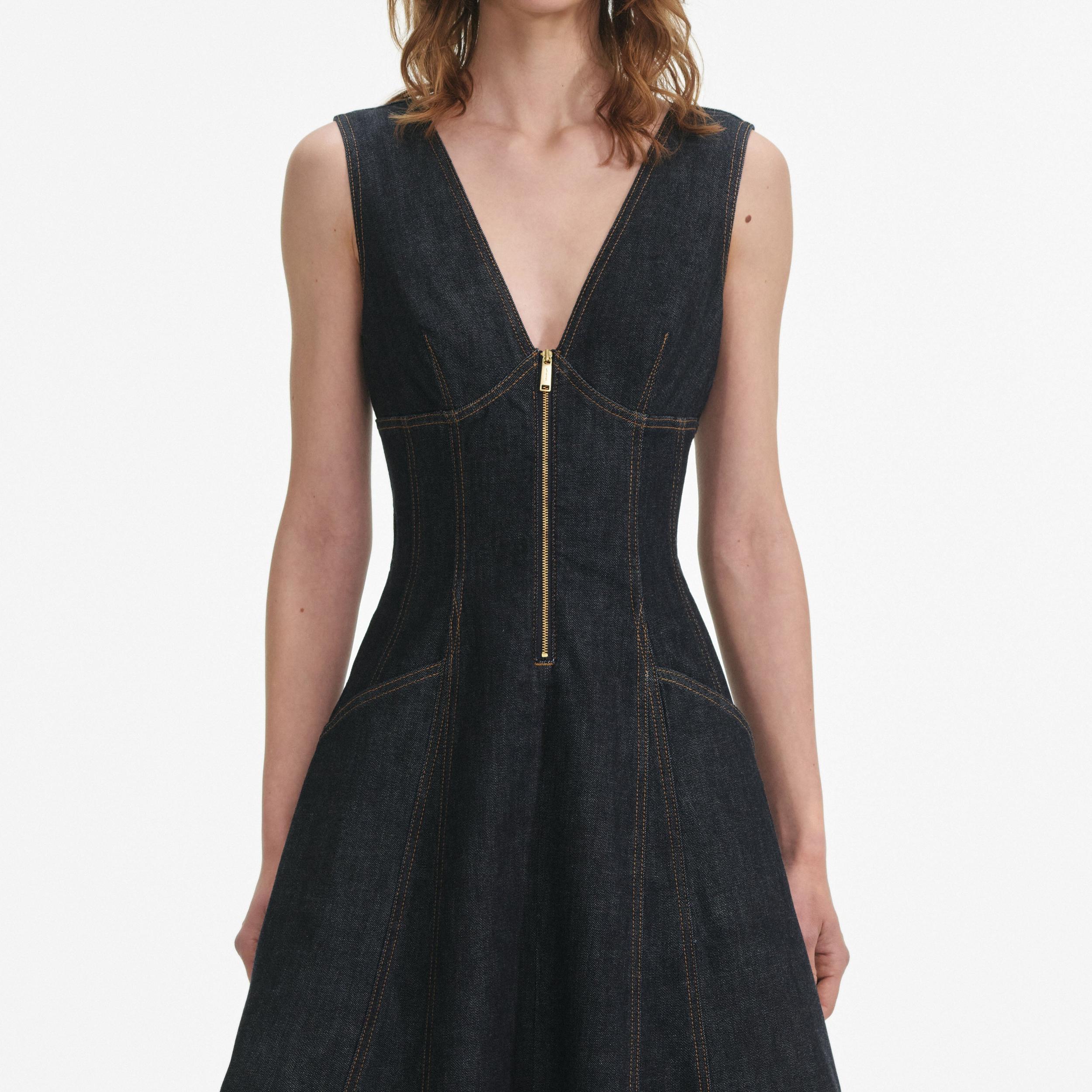 Indigo Denim Midi Dress Product Image