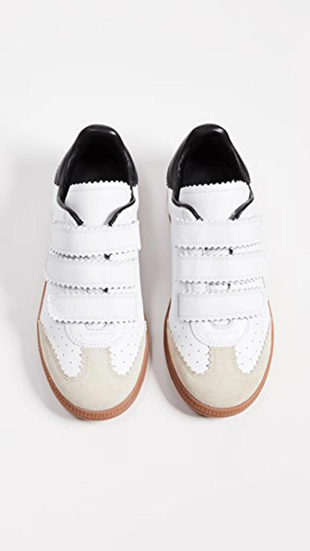 ISABEL MARANT Beth Suede-trimmed Leather Sneakers In White Product Image