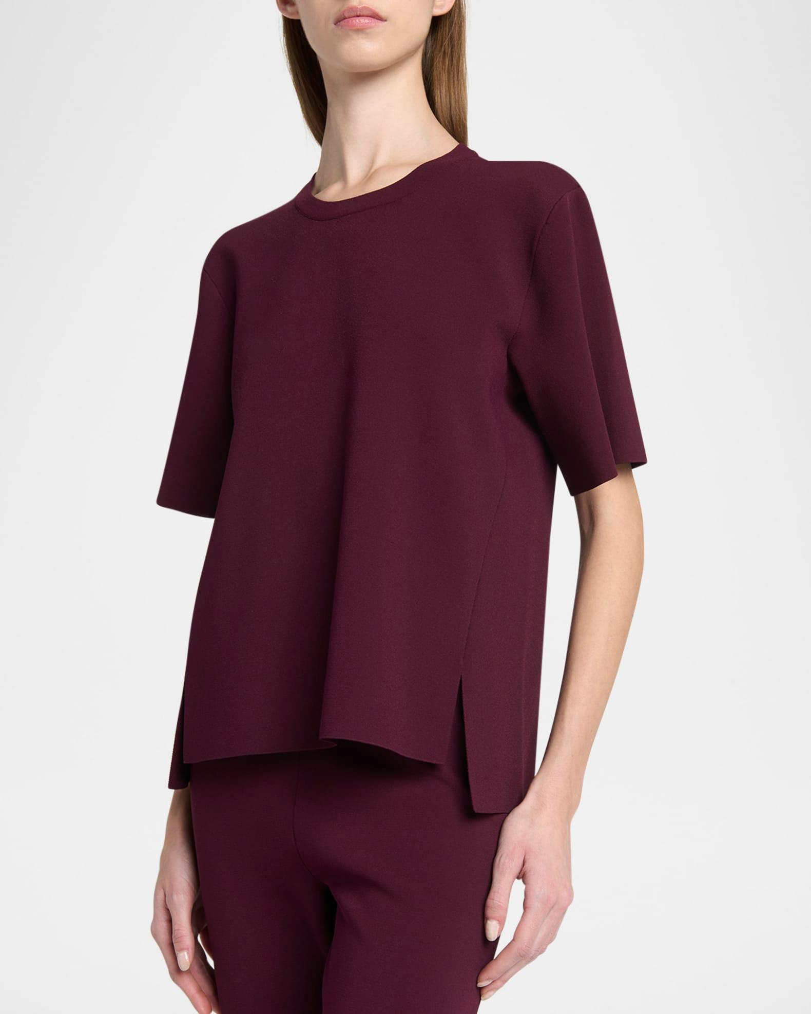 Short-Sleeve Compact Knit Top Product Image