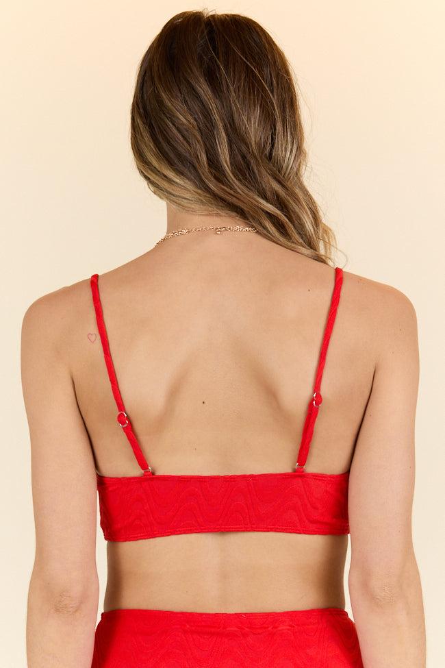 Lake Day Red Textured Bikini Top FINAL SALE Product Image