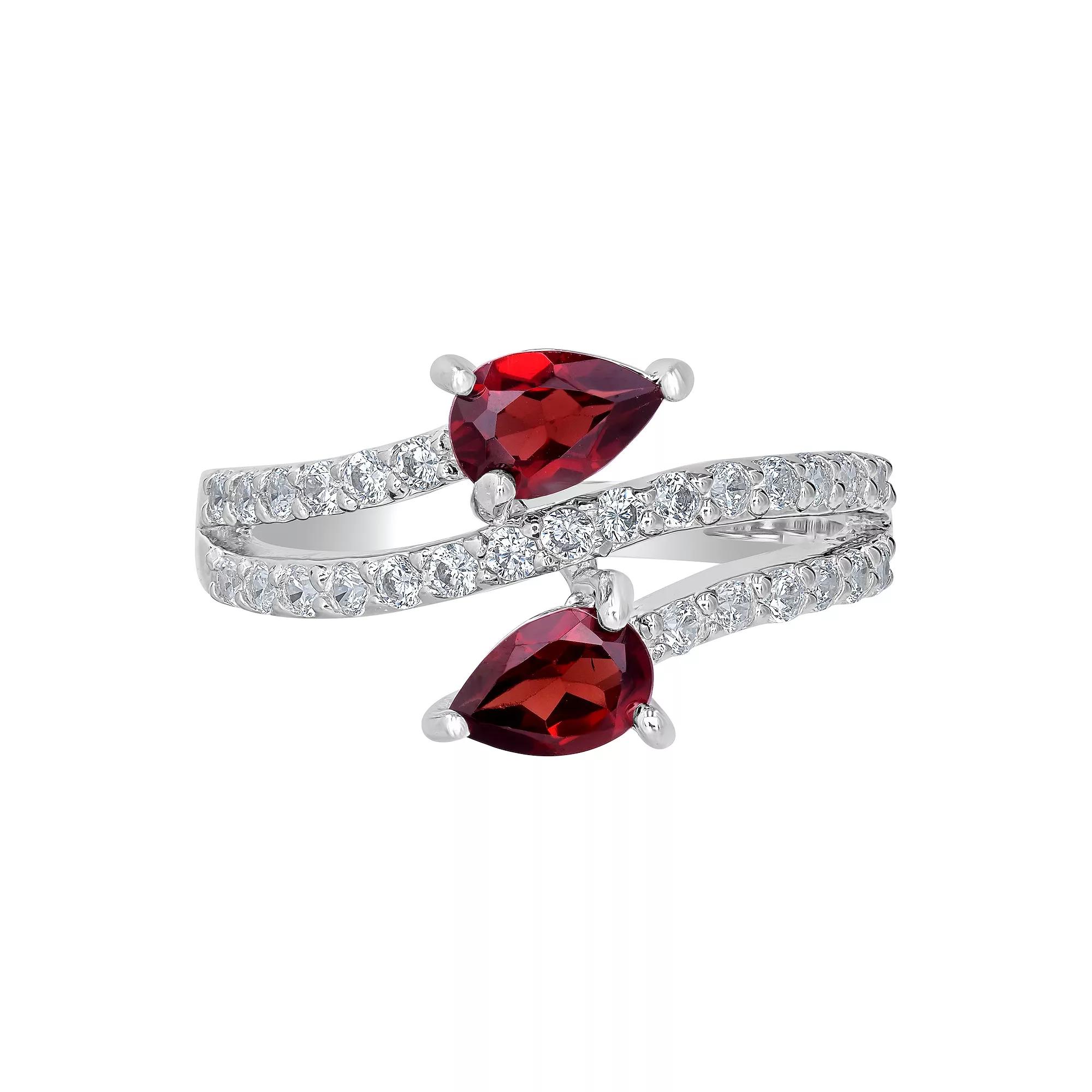 Gemistry Sterling Silver Stone & Cubic Zirconia Pear Bypass Ring, Women's,  Product Image