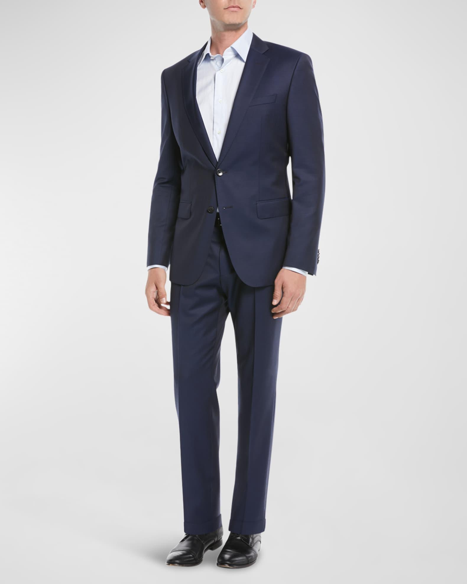 Men's Wool Basic Two-Piece Slim Fit Suit, Blue Product Image