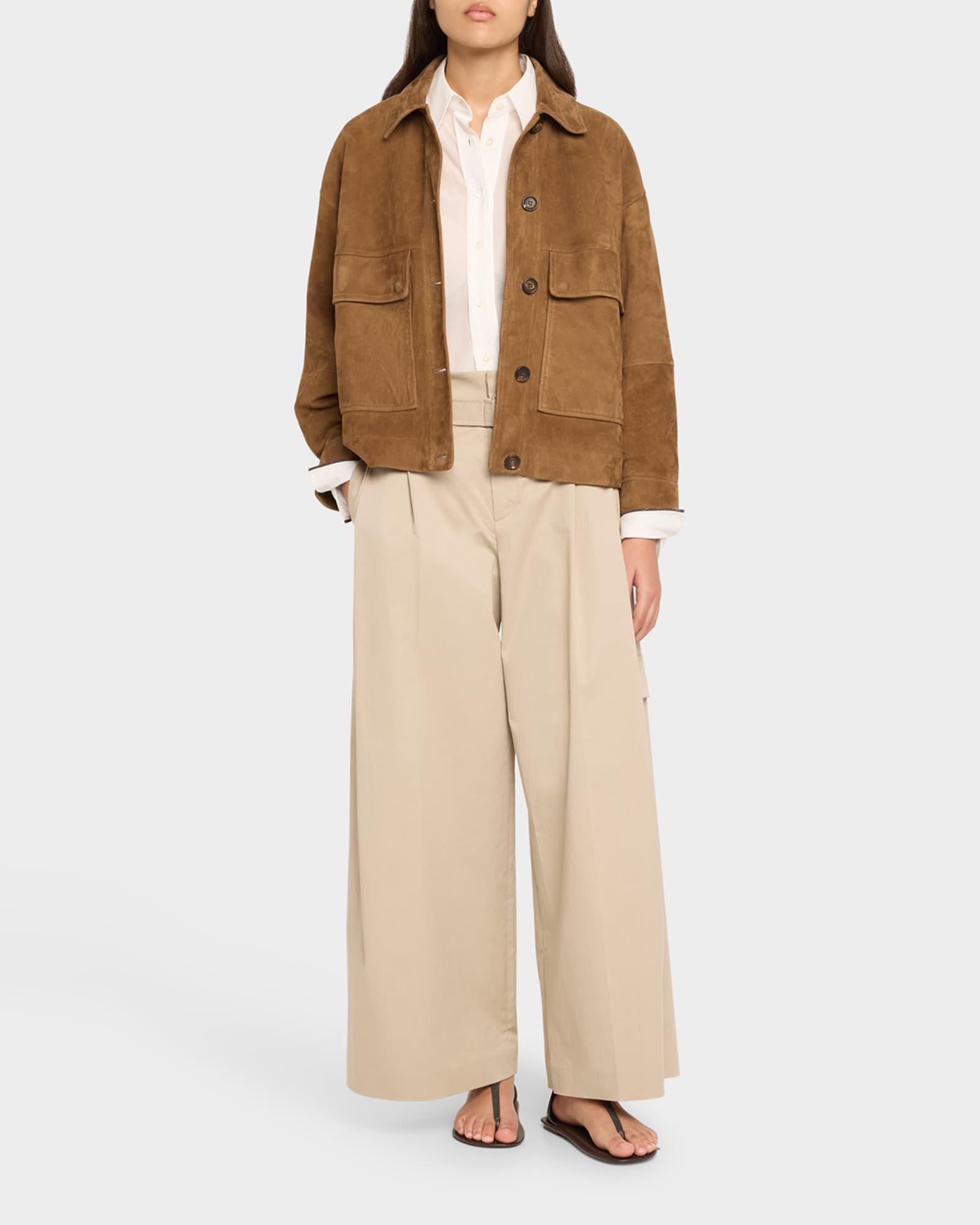 Pleated Cotton Gabardine Wide-Leg Cargo Pants Product Image