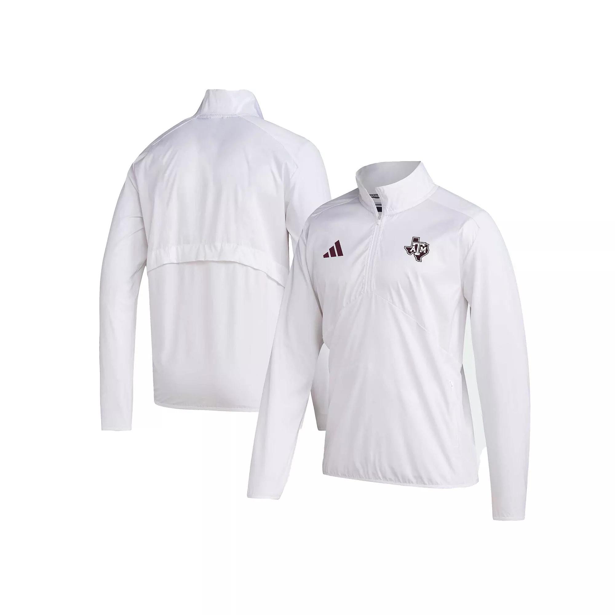 Men's adidas White Texas A&M Aggies Sideline AEROREADY Raglan Sleeve Quarter-Zip Jacket,  Product Image