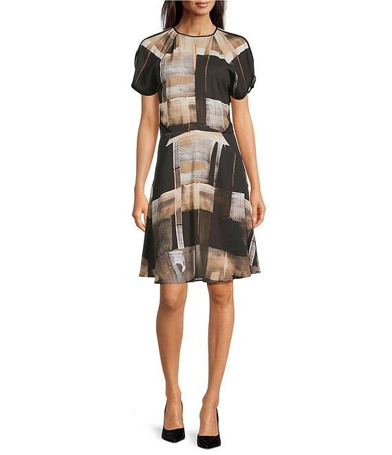 BOSS by Hugo Boss Painted Print Crew Neck Short Sleeve Dress Product Image