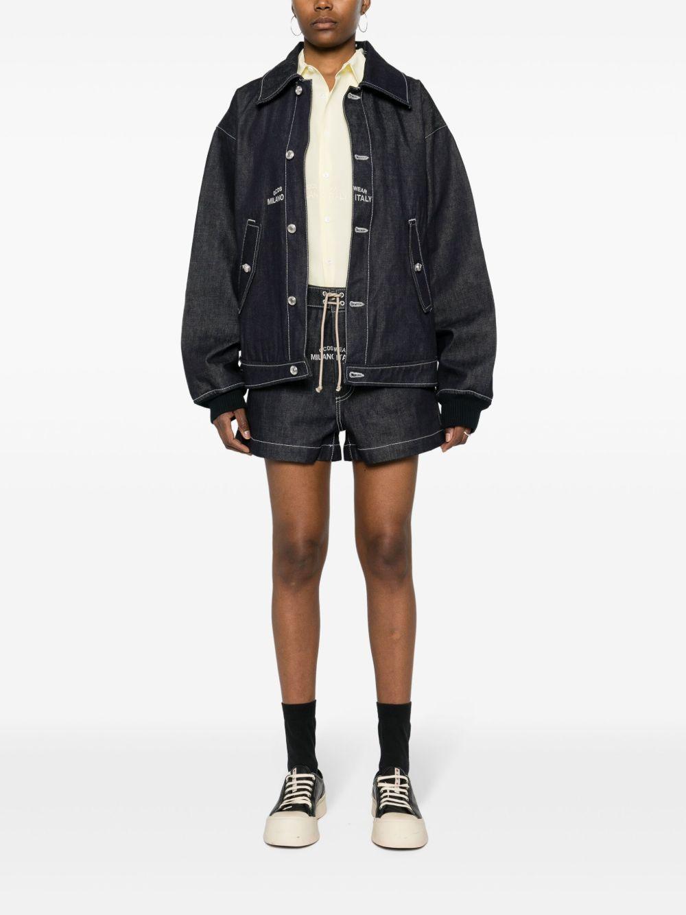 embroidered-logo denim shorts Product Image