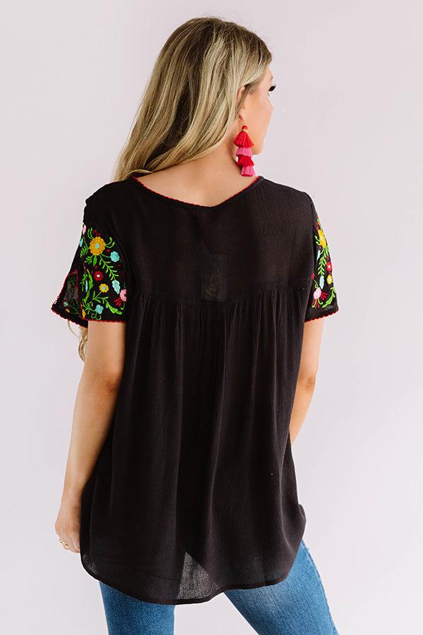 Cabana Bound Embroidered Top in Black Product Image