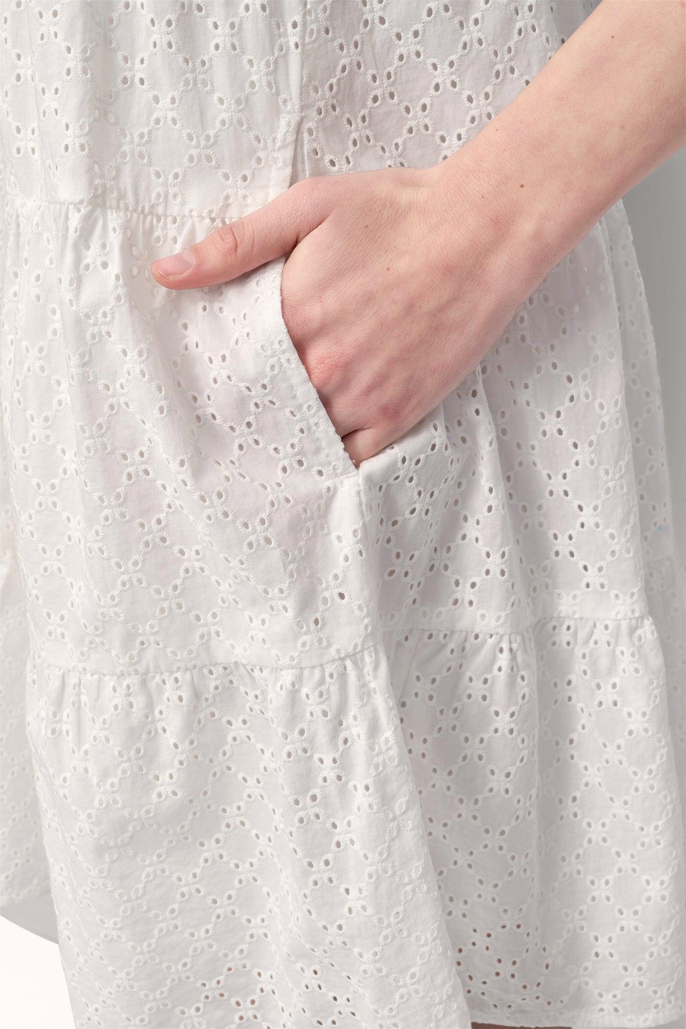 SLEEVELESS EYELET TIERED DRESS Product Image