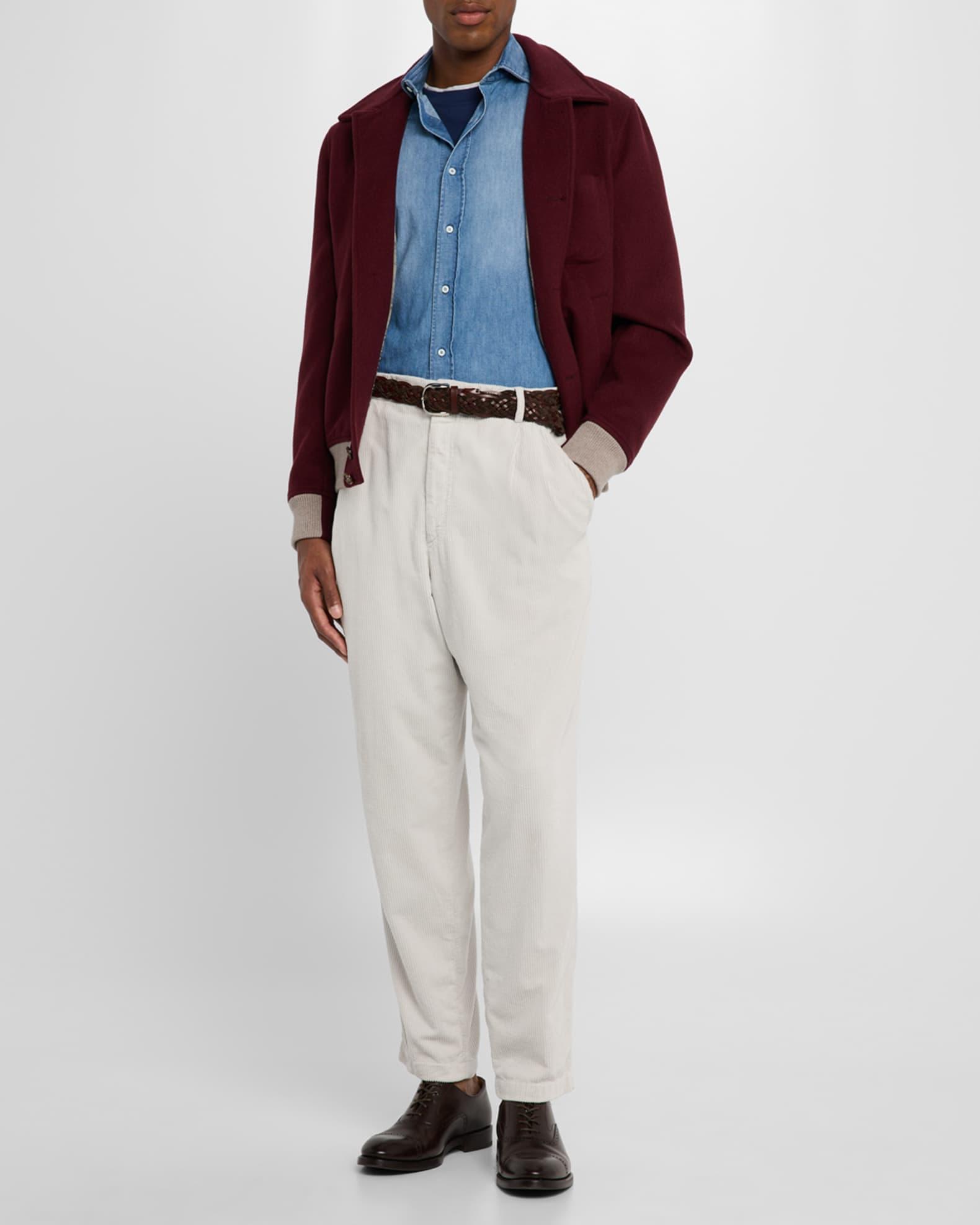 Men's Wool Button-Front Bomber Jacket Product Image