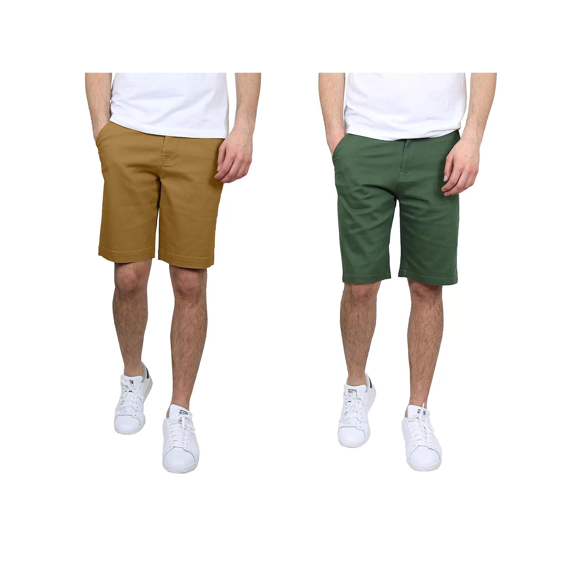 Men's Galaxy 10.5" 5-Pocket Flat-Front Slim-Fit Stretch Chino Shorts 2-Pack, Size: 30, Timber Green Product Image