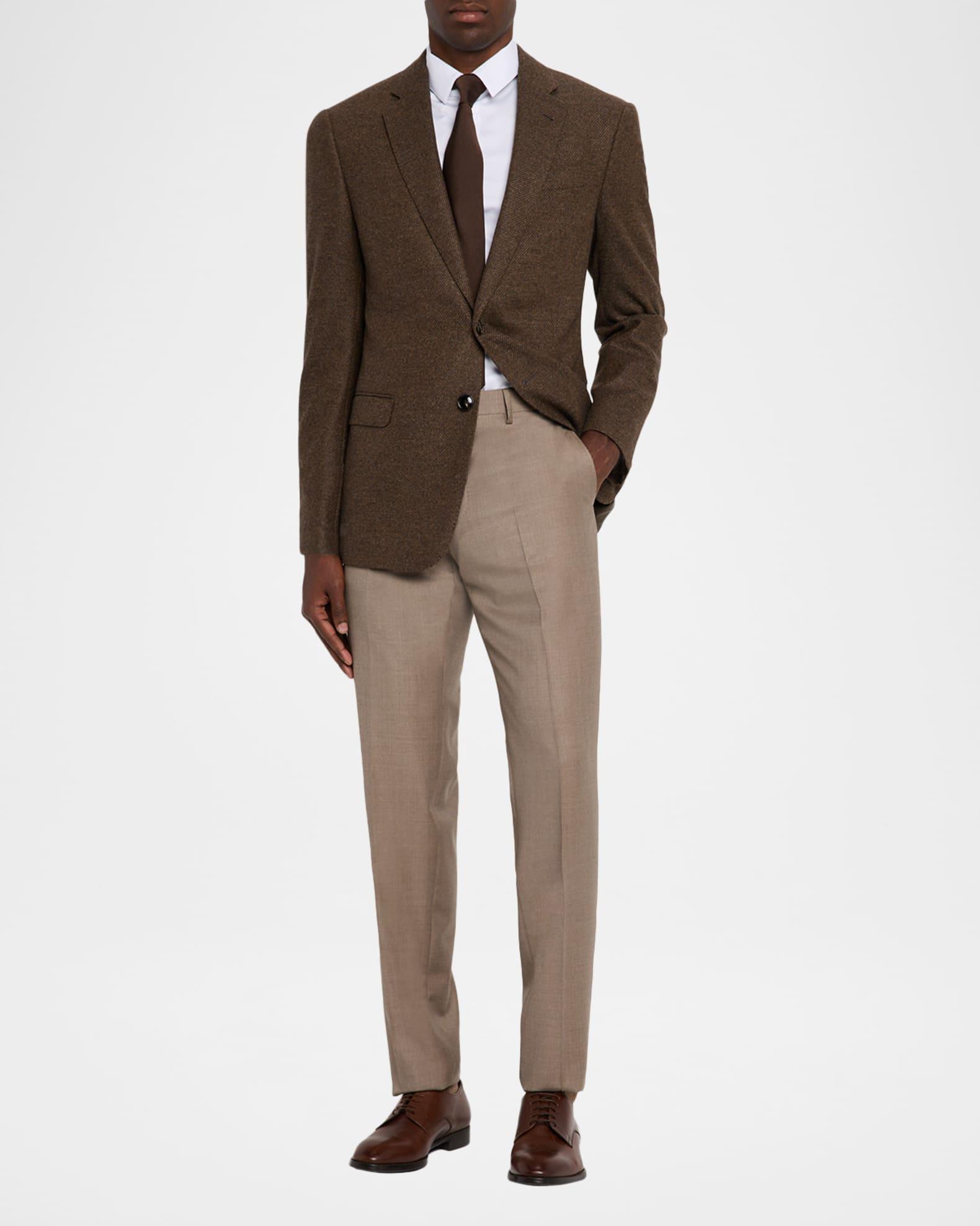 Men's Wool Sharkskin Flat Front Trousers Product Image