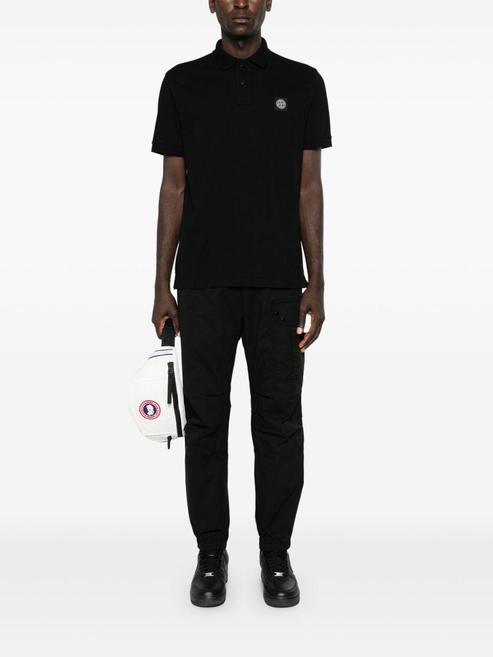STONE ISLAND Mens Black Brand-patch Regular-fit Stretch-cotton Polo Shirt Xl Product Image