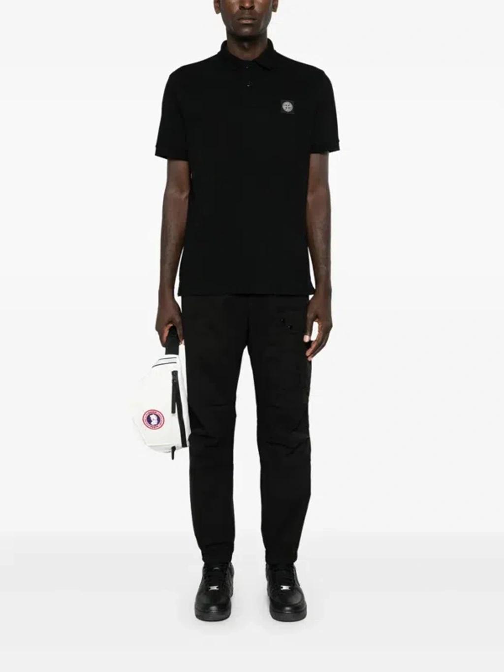 STONE ISLAND Mens Black Brand-patch Regular-fit Stretch-cotton Polo Shirt Xl Product Image