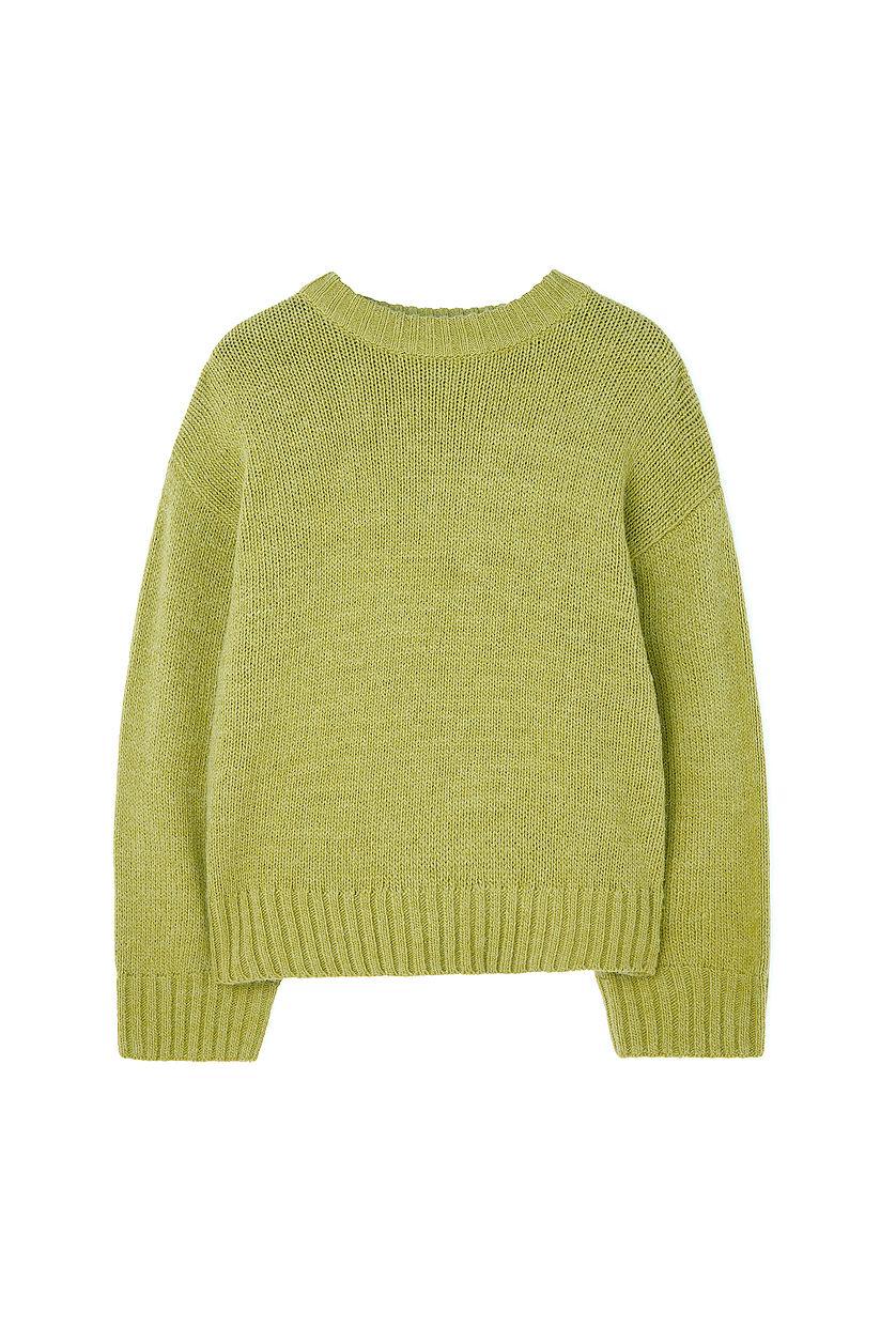 Round Neck Knitted Sweater Blue Product Image