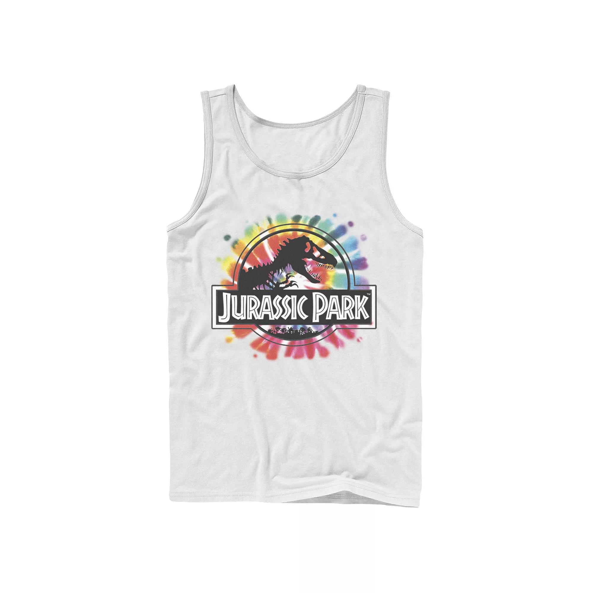 Men's Jurassic Park Classic Logo Tie Dye Graphic Tank Top,  Product Image