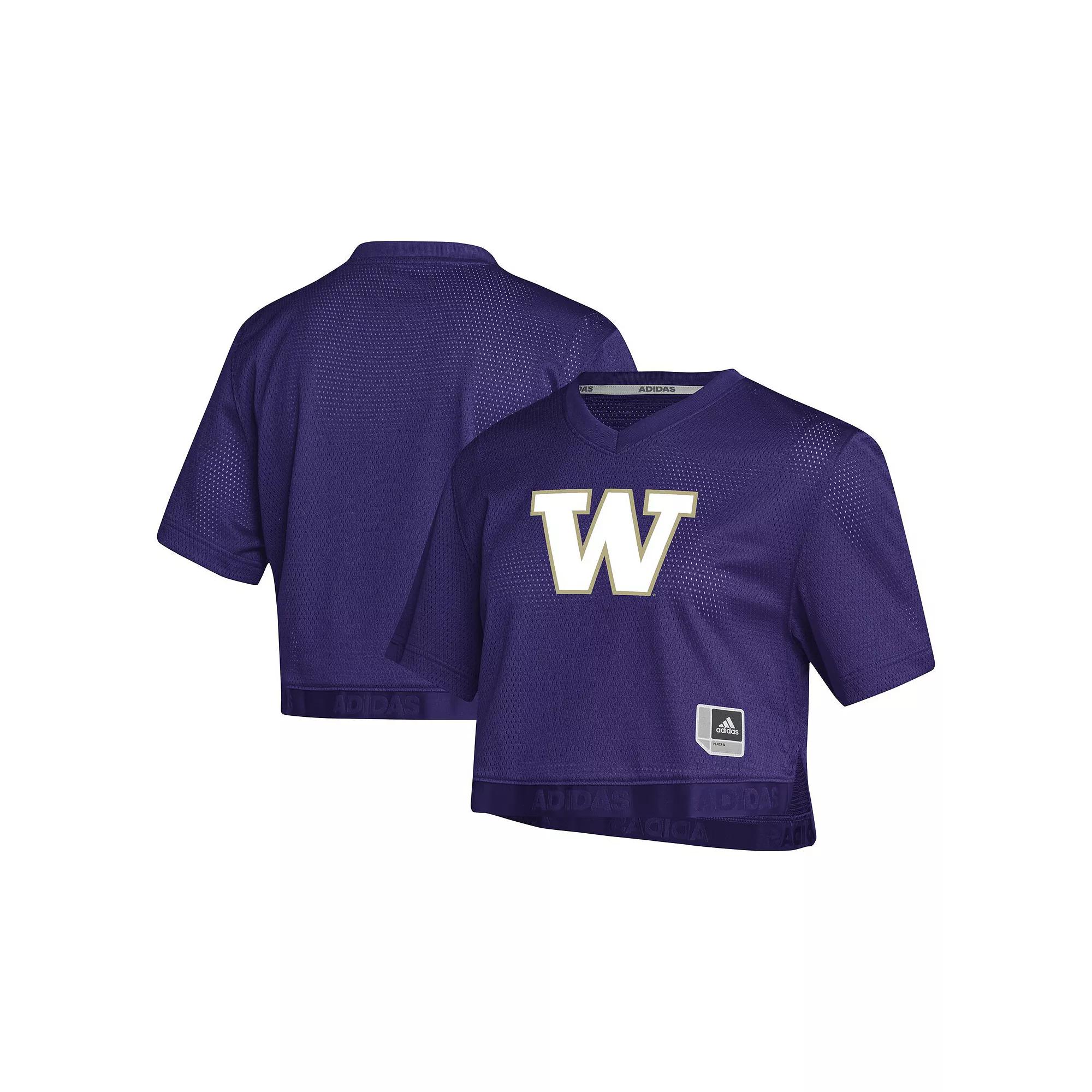 Women's adidas Purple Washington Huskies Primegreen V-Neck Cropped Jersey, Size: 2XL Product Image