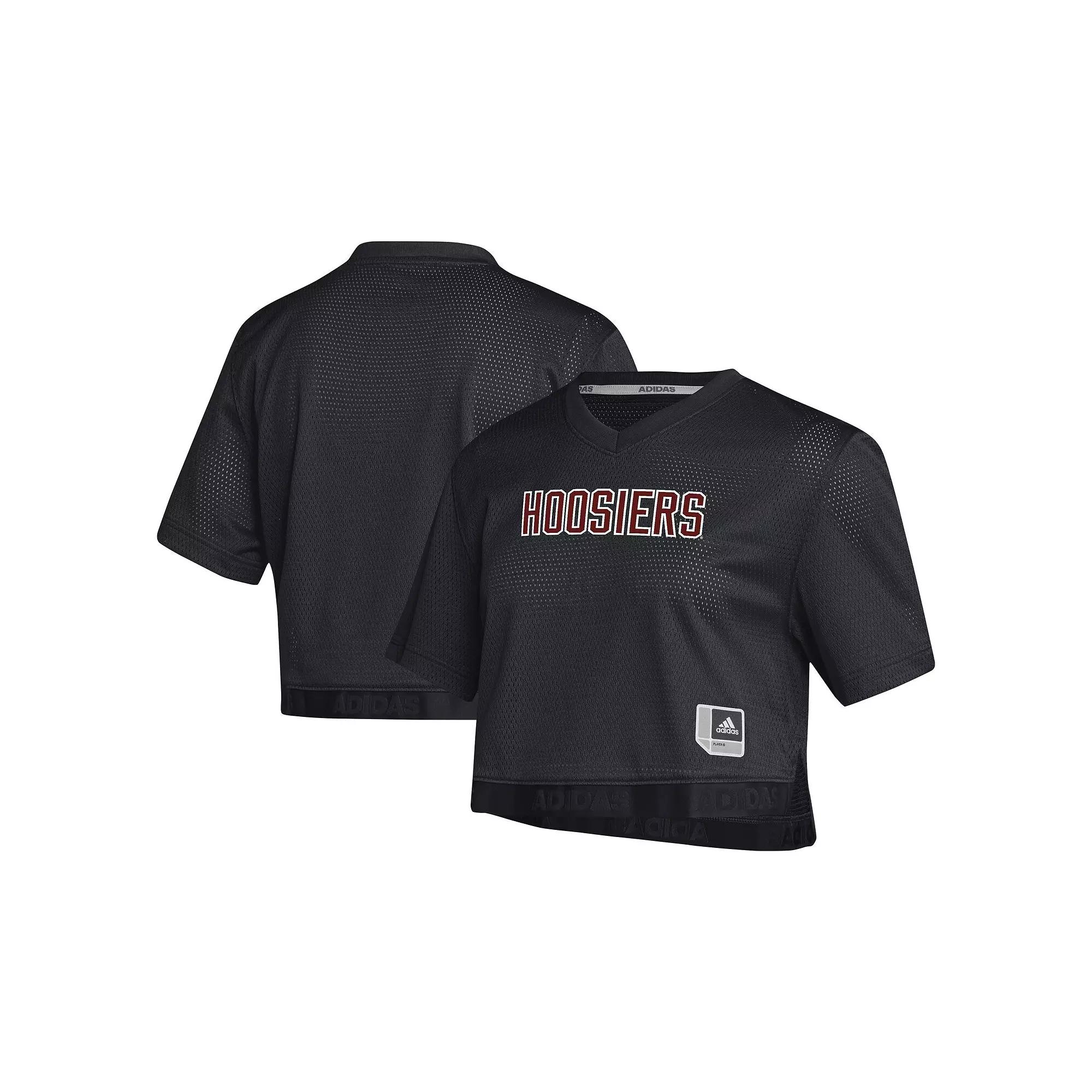 Women's adidas Black Indiana Hoosiers Primegreen V-Neck Cropped Jersey,  Product Image