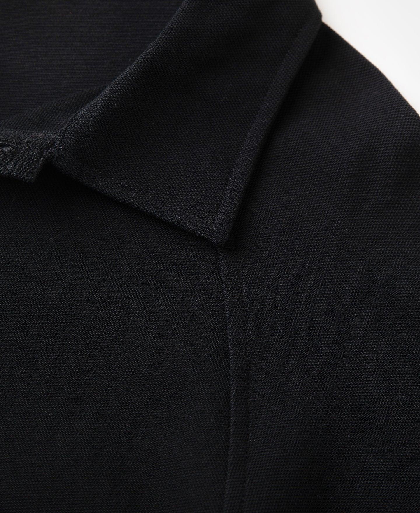 Raglan Sleeve Cotton-Piqué Polo Shirt - Black Product Image