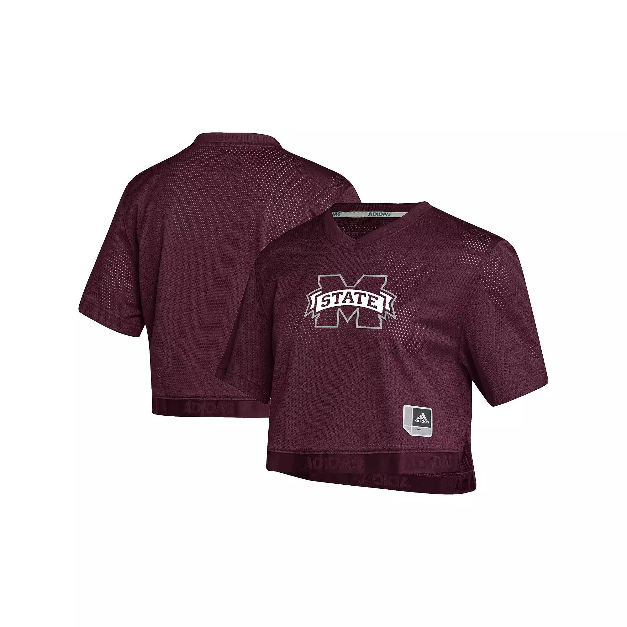 Women's adidas Red Mississippi State Bulldogs Primegreen V-Neck Cropped Jersey, Size: 2XL, Mst Red Product Image