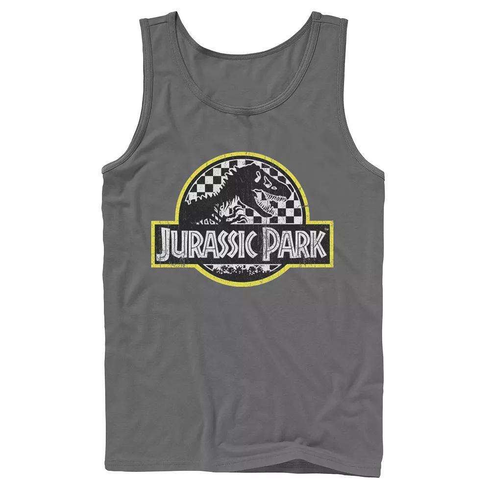 Men's Jurassic Park Checkered Classic Logo Tank Top,  Product Image