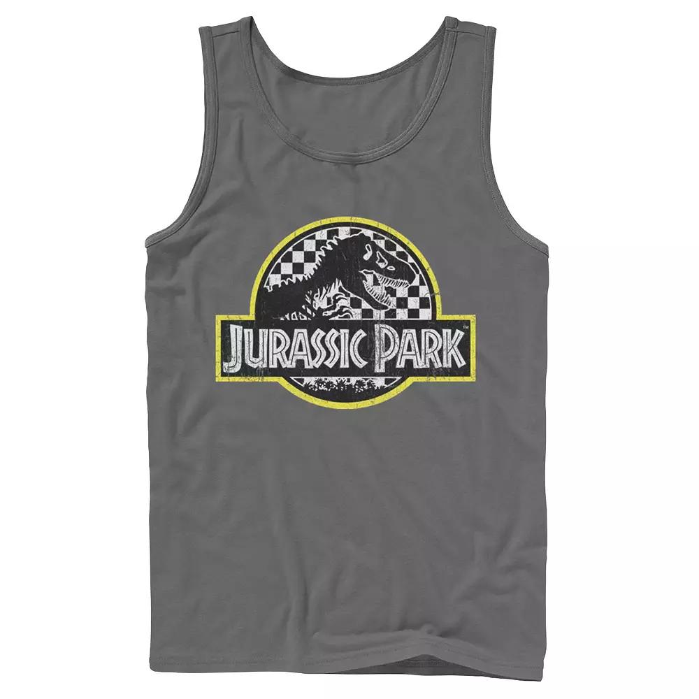 Men's Jurassic Park Checkered Classic Logo Tank Top,  Product Image