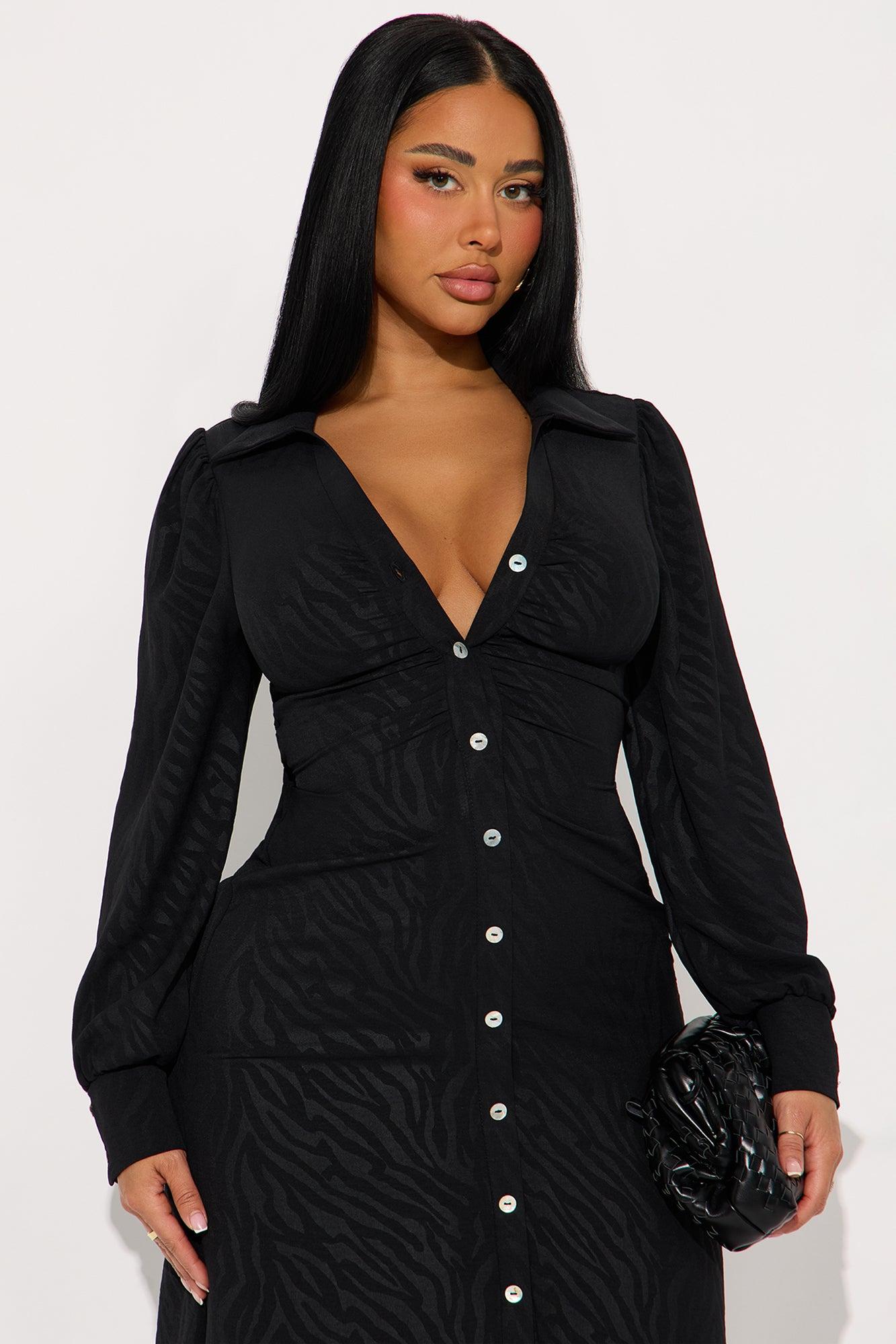 Juliette Long Sleeve Midi Dress - Black Female Product Image