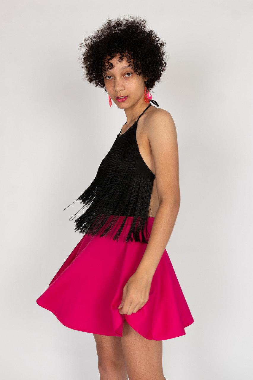 Black Fringe Halter Bodysuit Product Image