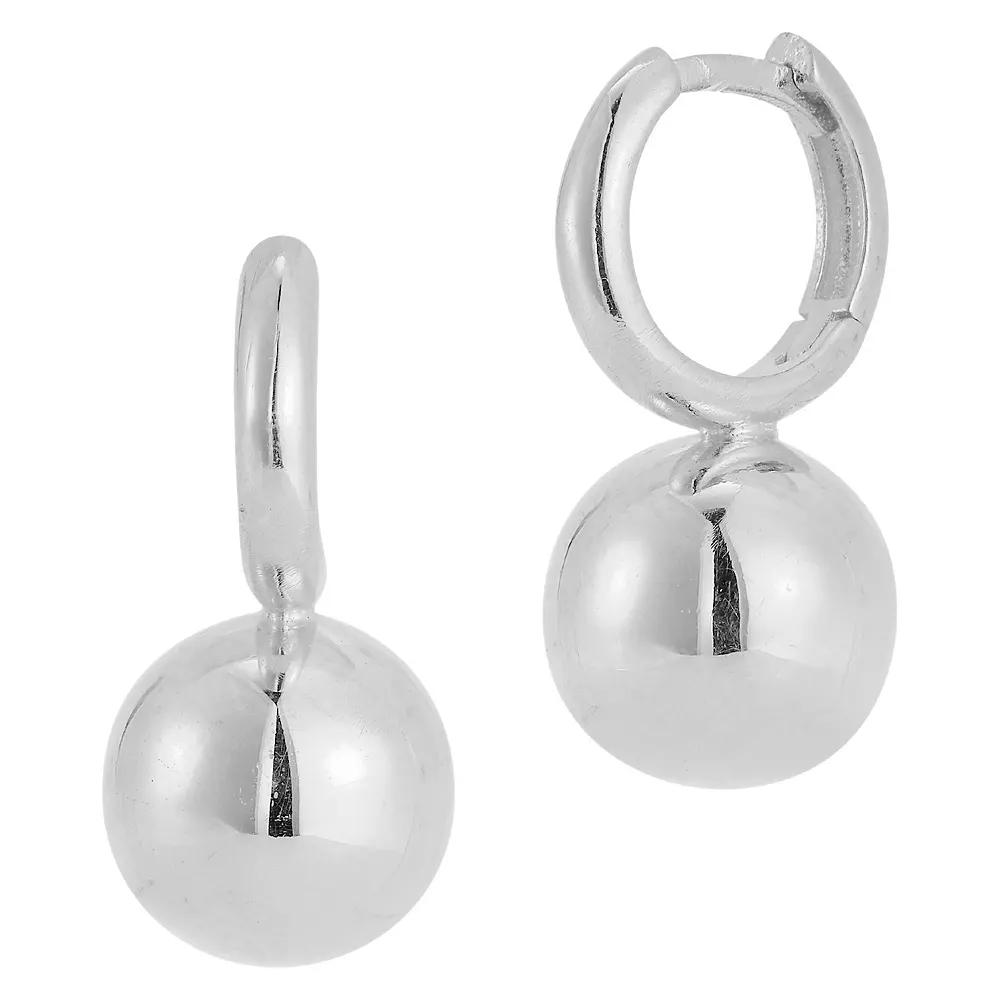 Sunkissed Sterling Sterling Silver Ball Drop Huggie Earrings, Women's, Silver Tone Product Image