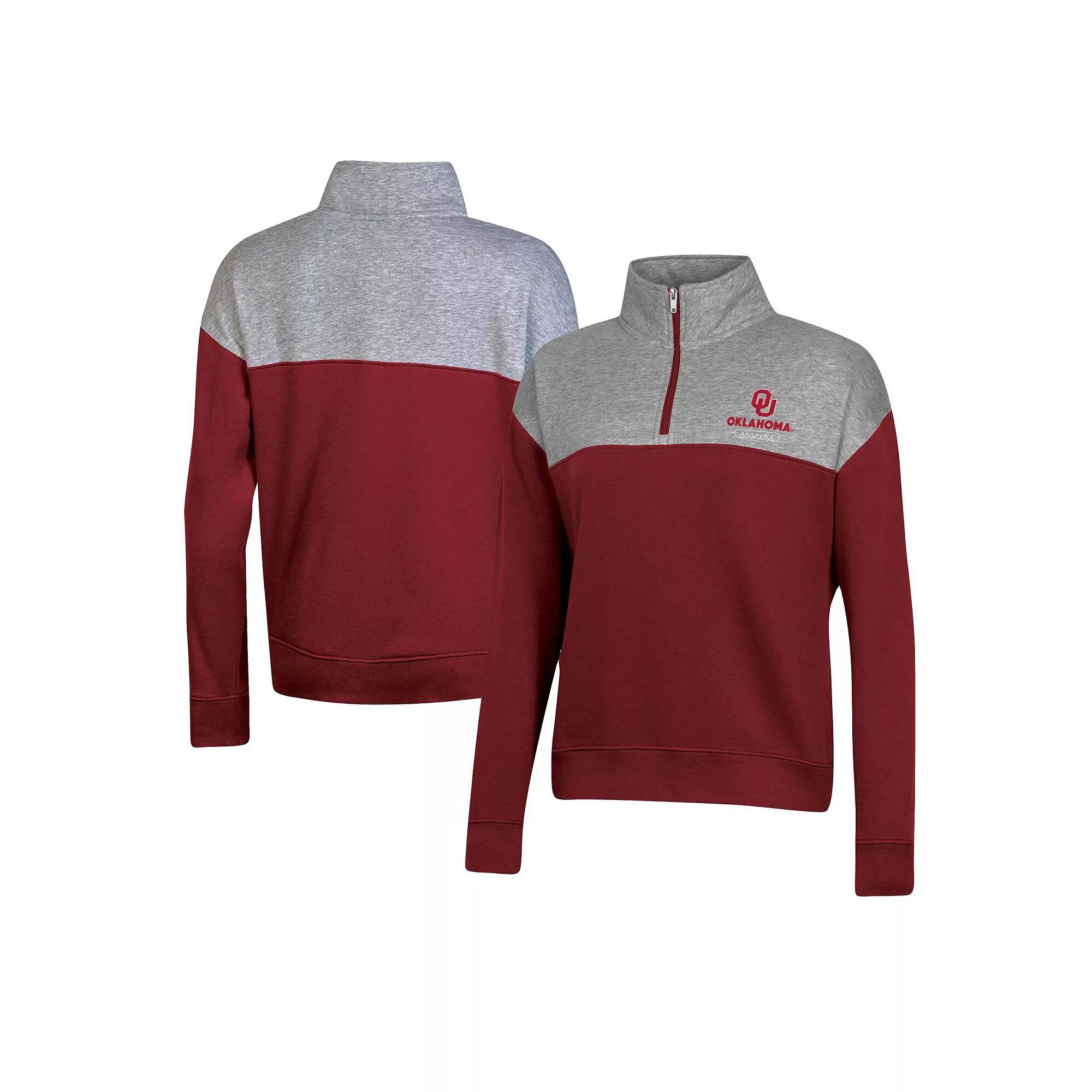 Women's Champion Crimson Oklahoma Sooners Color-Blocked Quarter-Zip Sweatshirt,  Product Image