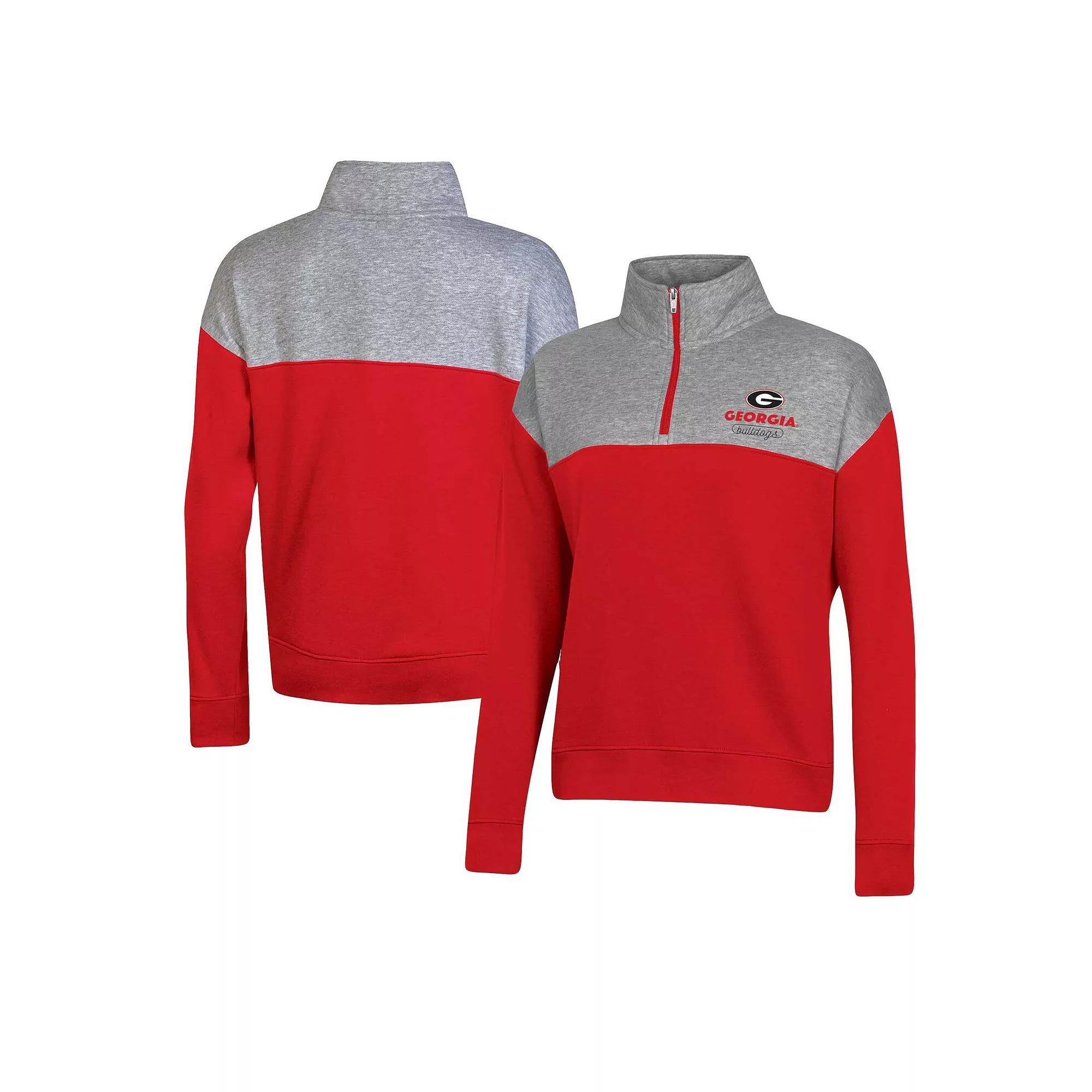 Women's Champion Red Georgia Bulldogs Color-Blocked Quarter-Zip Sweatshirt, Size: XL Product Image