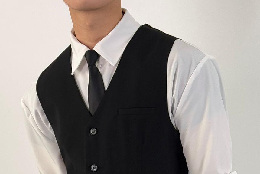 V-Neck Single-Breasted Plain Vest Product Image