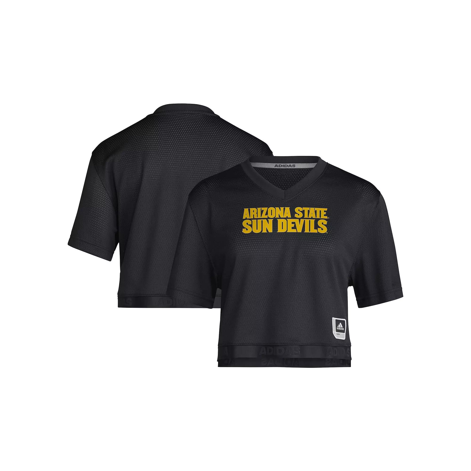 Women's adidas Black Arizona State Sun Devils Primegreen V-Neck Cropped Jersey,  Product Image