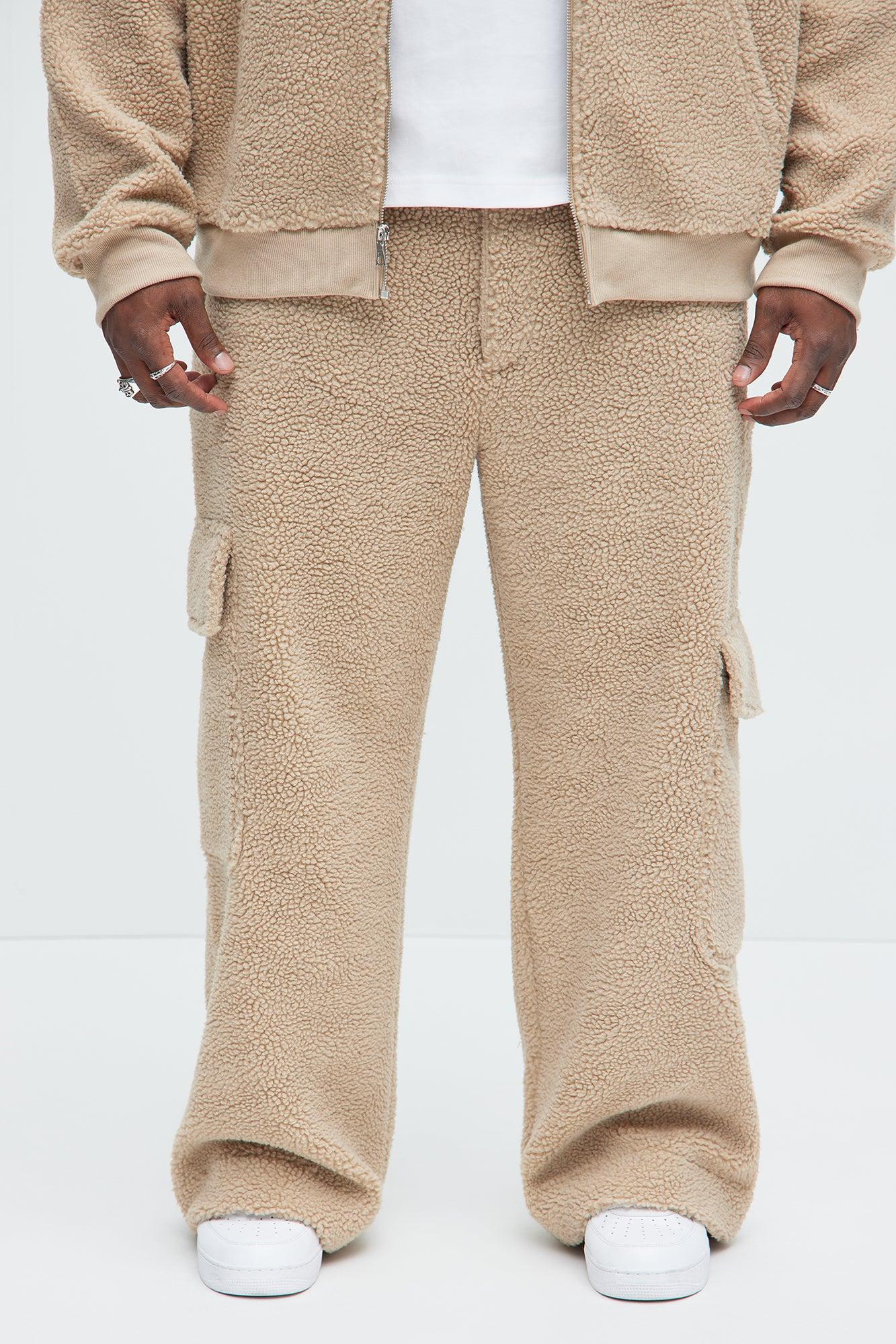 Axel Polar Fleece Baggy Cargo Pants - Tan Product Image