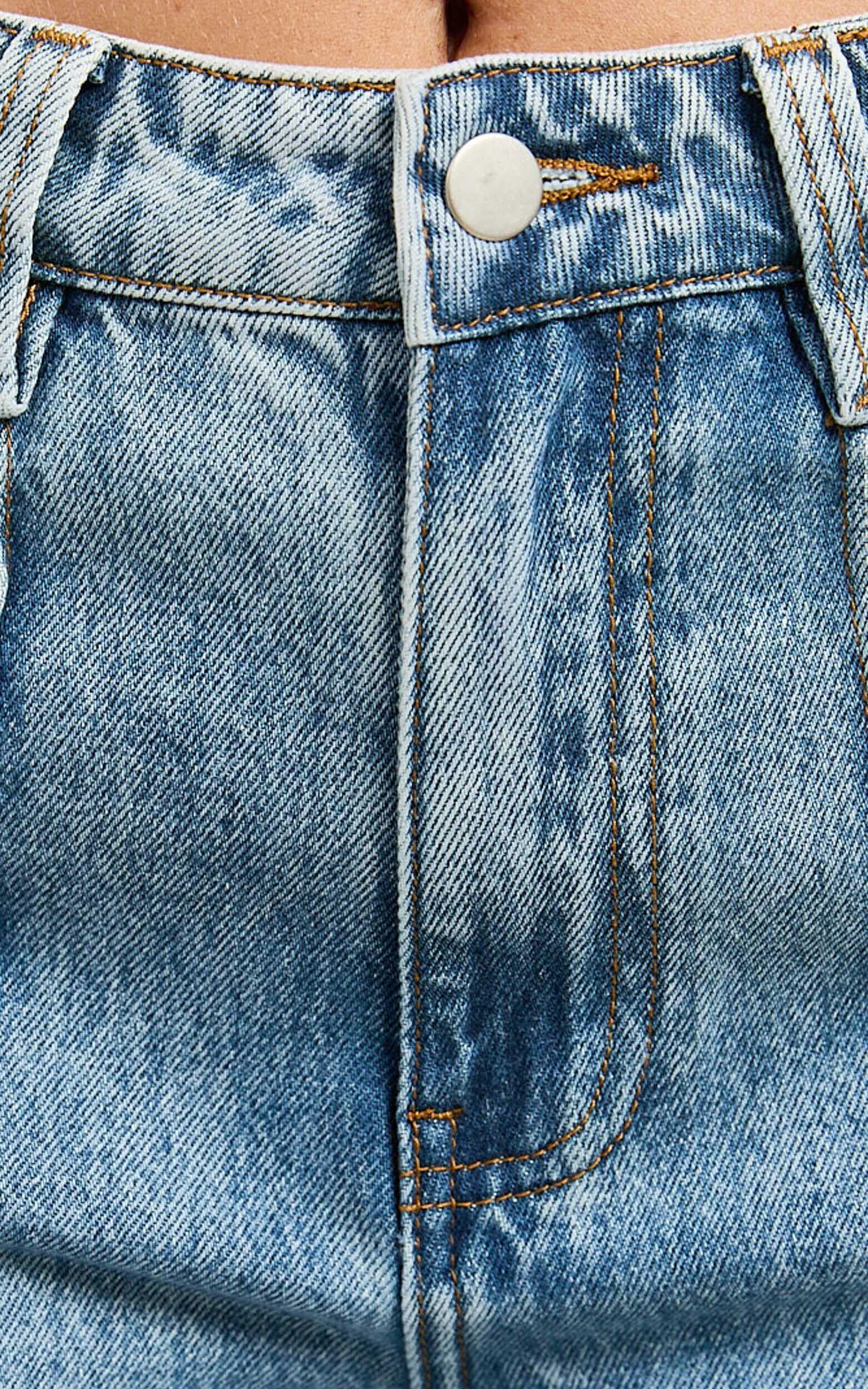 Jolene Jeans - Mid Rise Wide Leg Recycled Denim Cropped Jeans in Mid Blue Wash Product Image