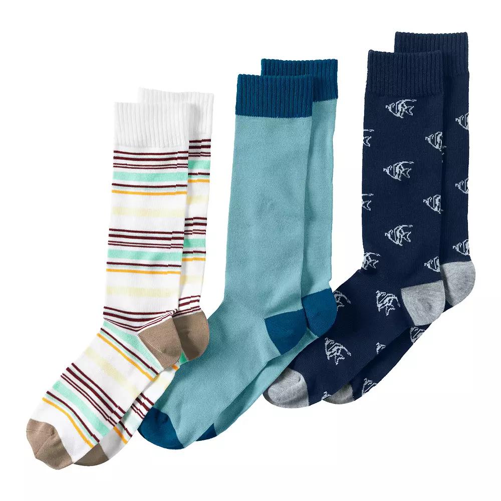 Men's Lands' End 3-Pack Novelty Dress Socks, Fish Pack Product Image