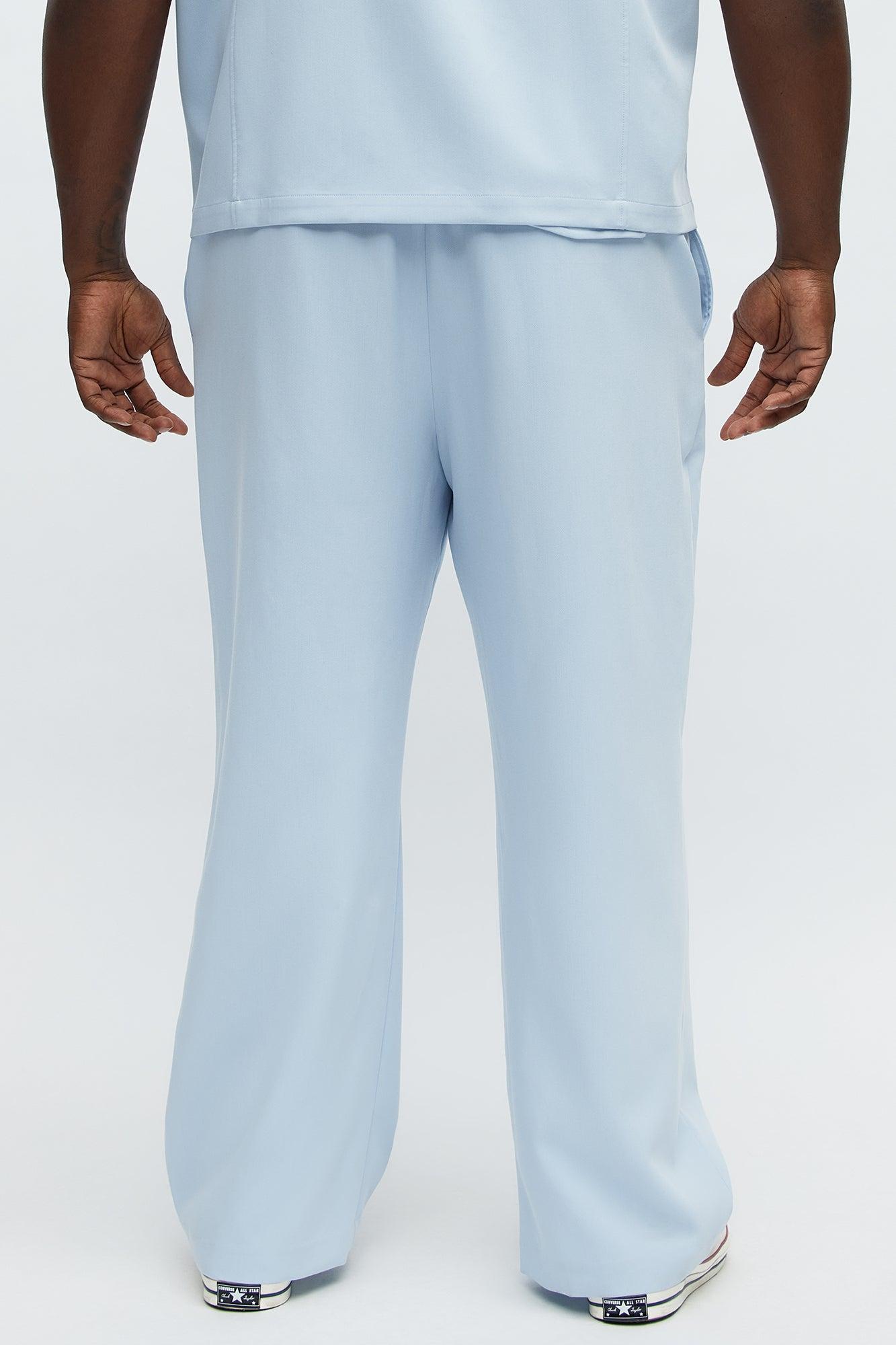 Ronan High Waisted Pleated Trousers - Light Blue Male Product Image