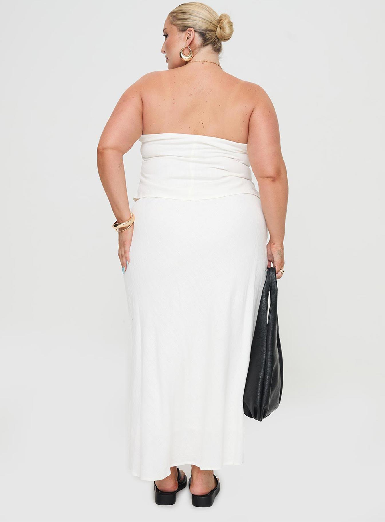 Ermias Linen Blend Midi Skirt White Curve Product Image