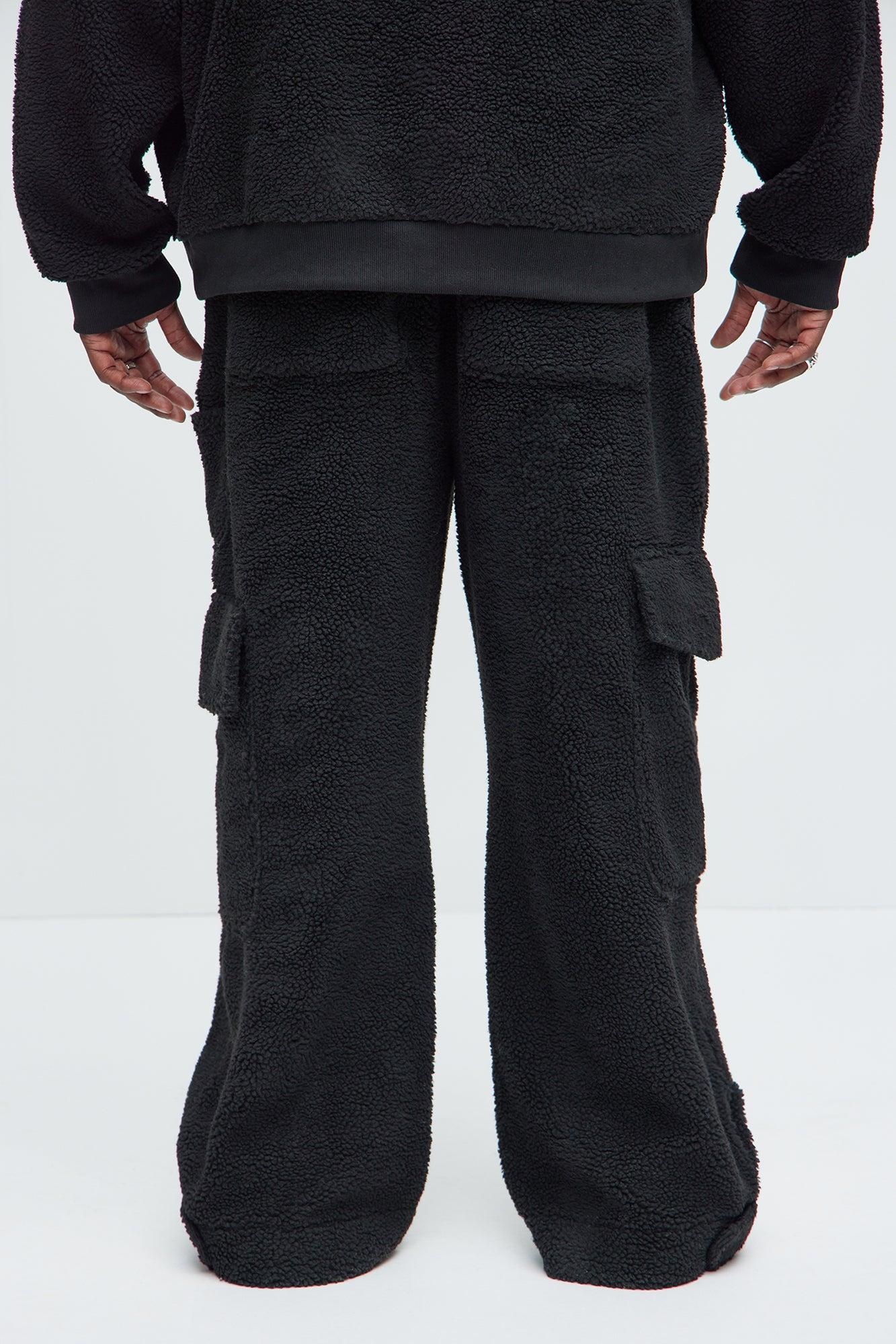 Axel Polar Fleece Baggy Cargo Pants - Black Product Image