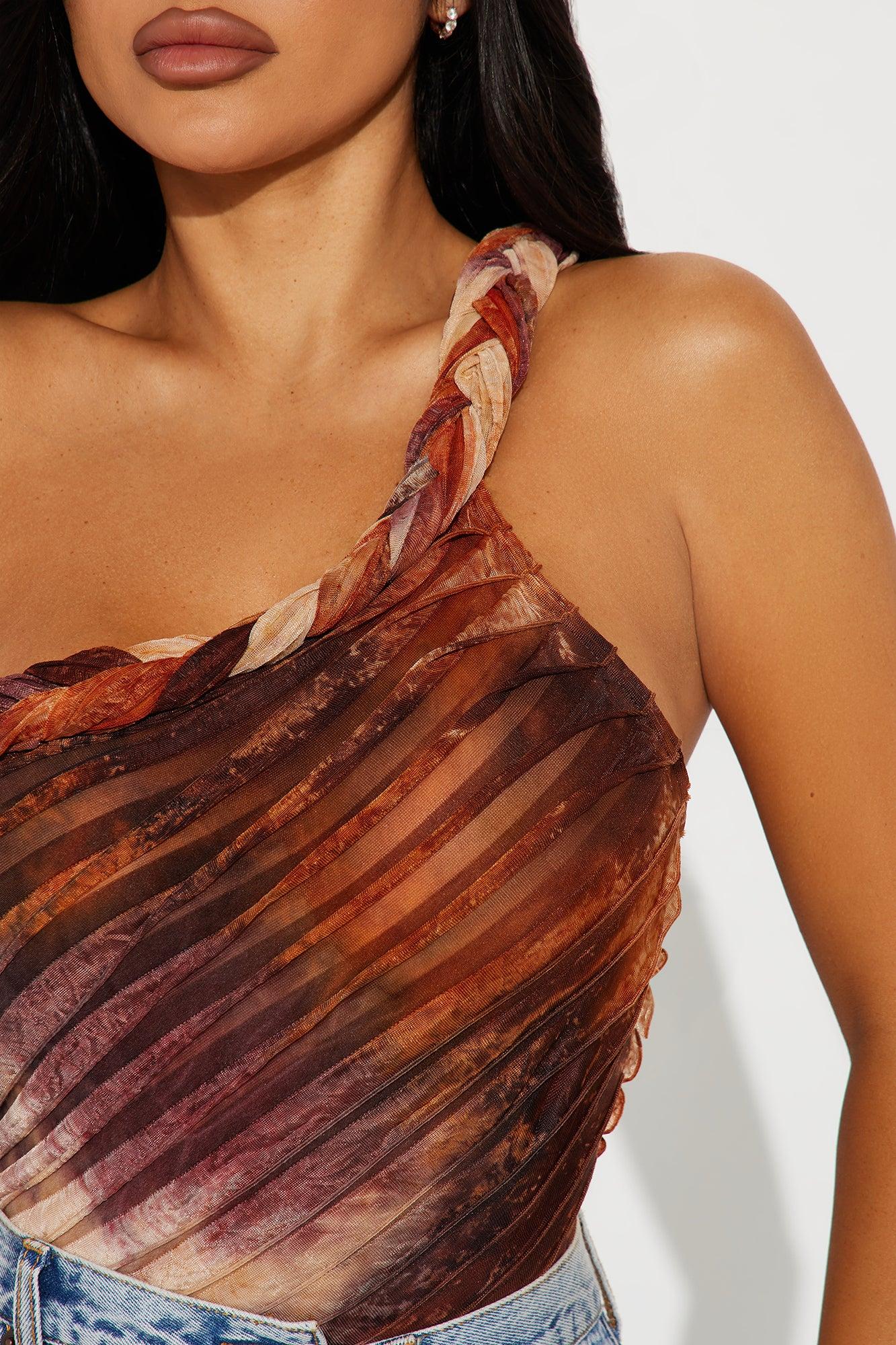 Private Island Textured Bodysuit - Orange/combo Product Image