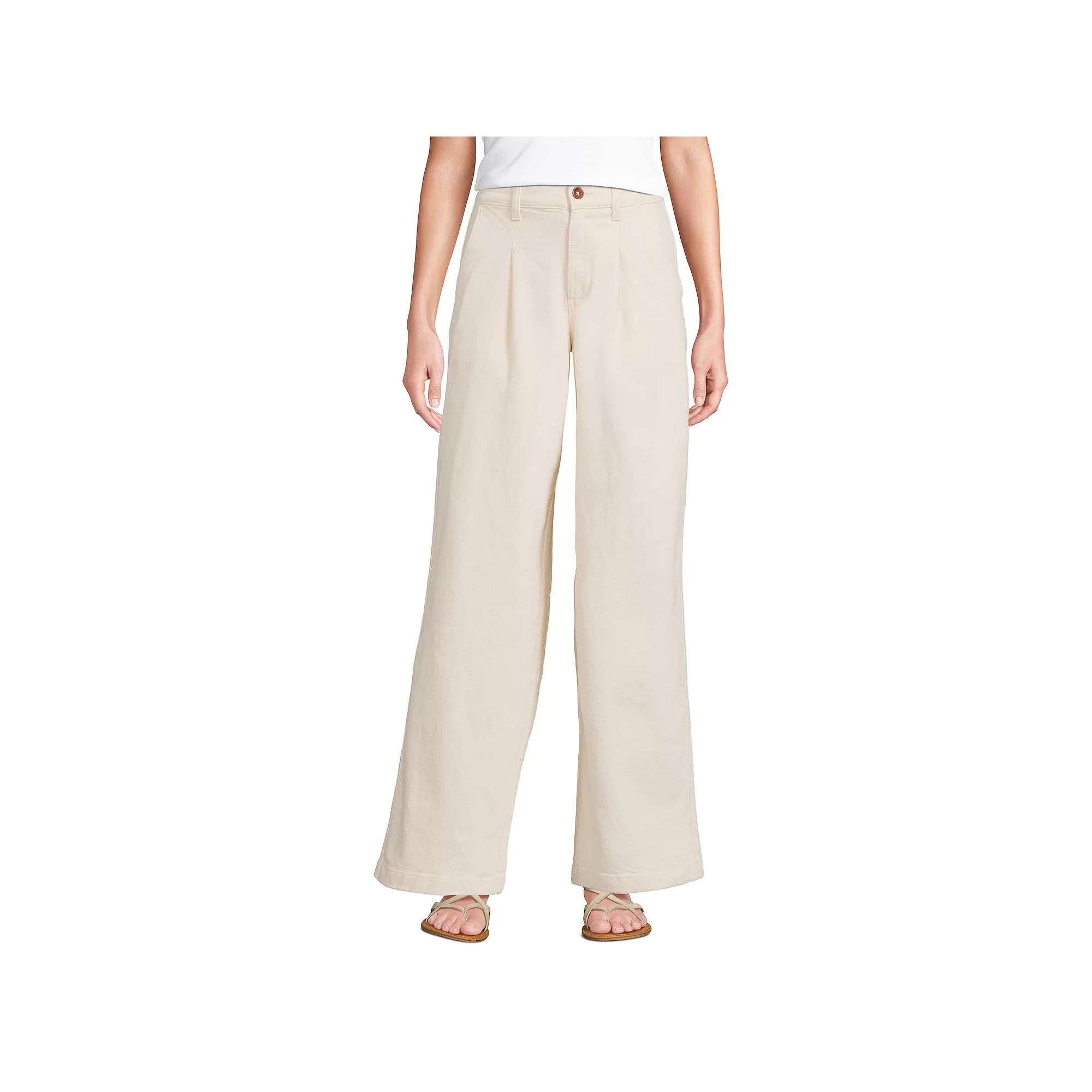Women's Lands' End Soft High Rise Pleated Wide Leg Jeans,  Product Image