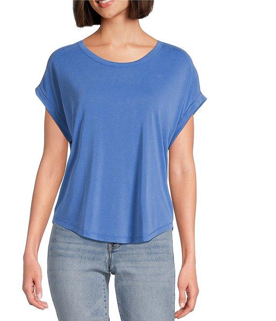 Lucky Brand Scoop Neck Short Sleeve Slouchy Round Hem T-Shirt Product Image