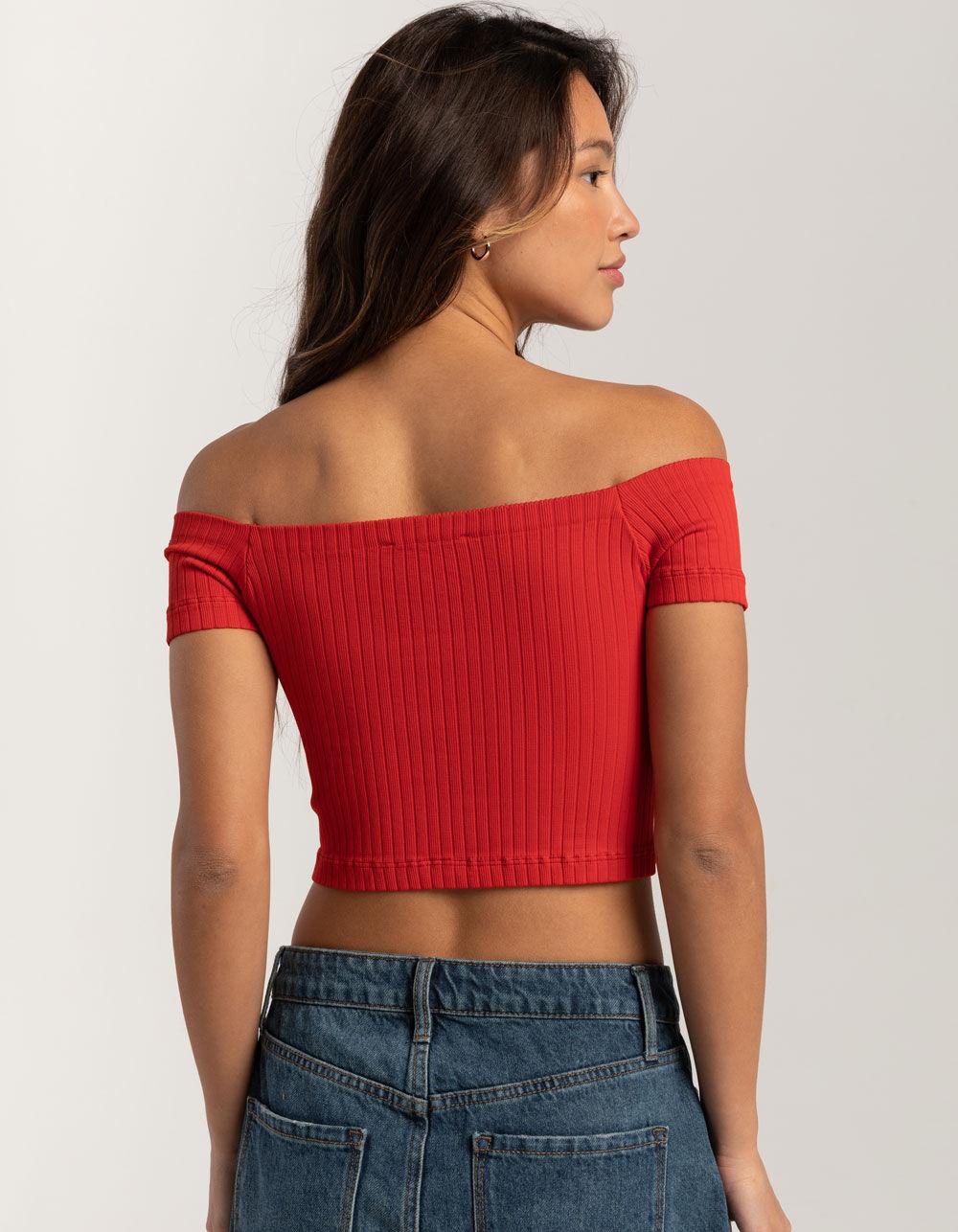 RSQ Womens Seamless Off The Shoulder Top - RED Product Image