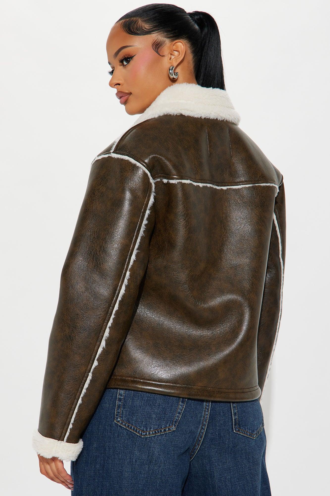 Around The Way Shearling Jacket - Brown Female Product Image