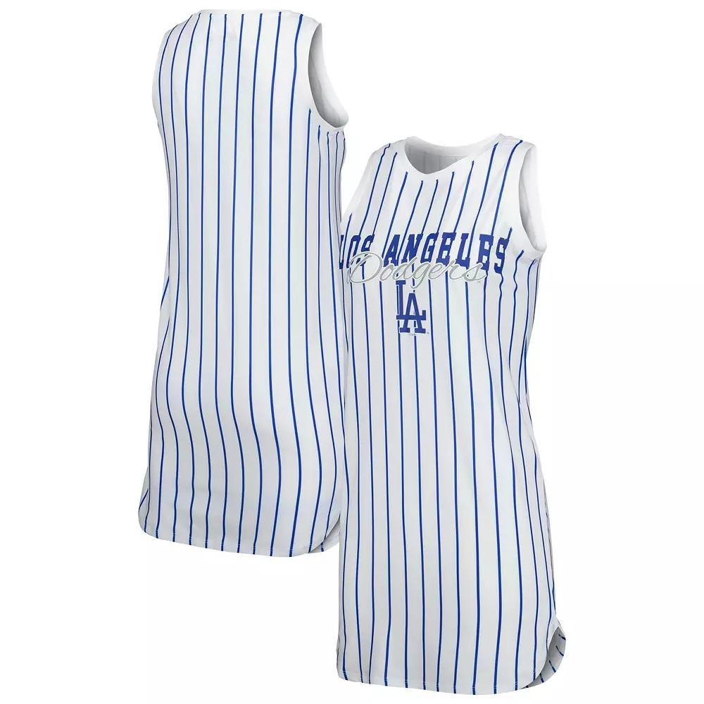 Women's Concepts Sport White Los Angeles Dodgers Reel Pinstripe Knit Sleeveless Nightshirt,  Product Image